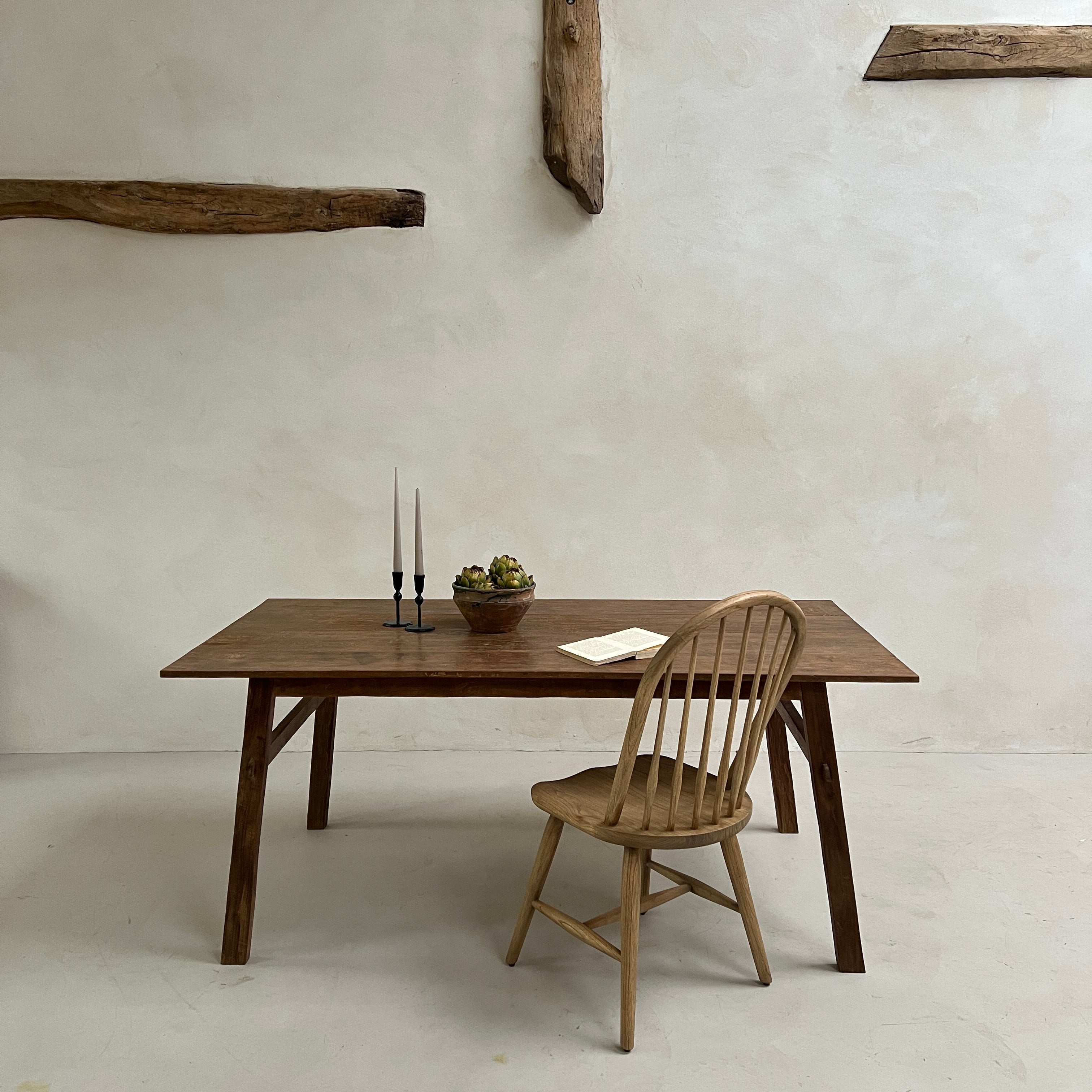 Reclaimed dark wood dining table 180cm x 90cm - Image 5