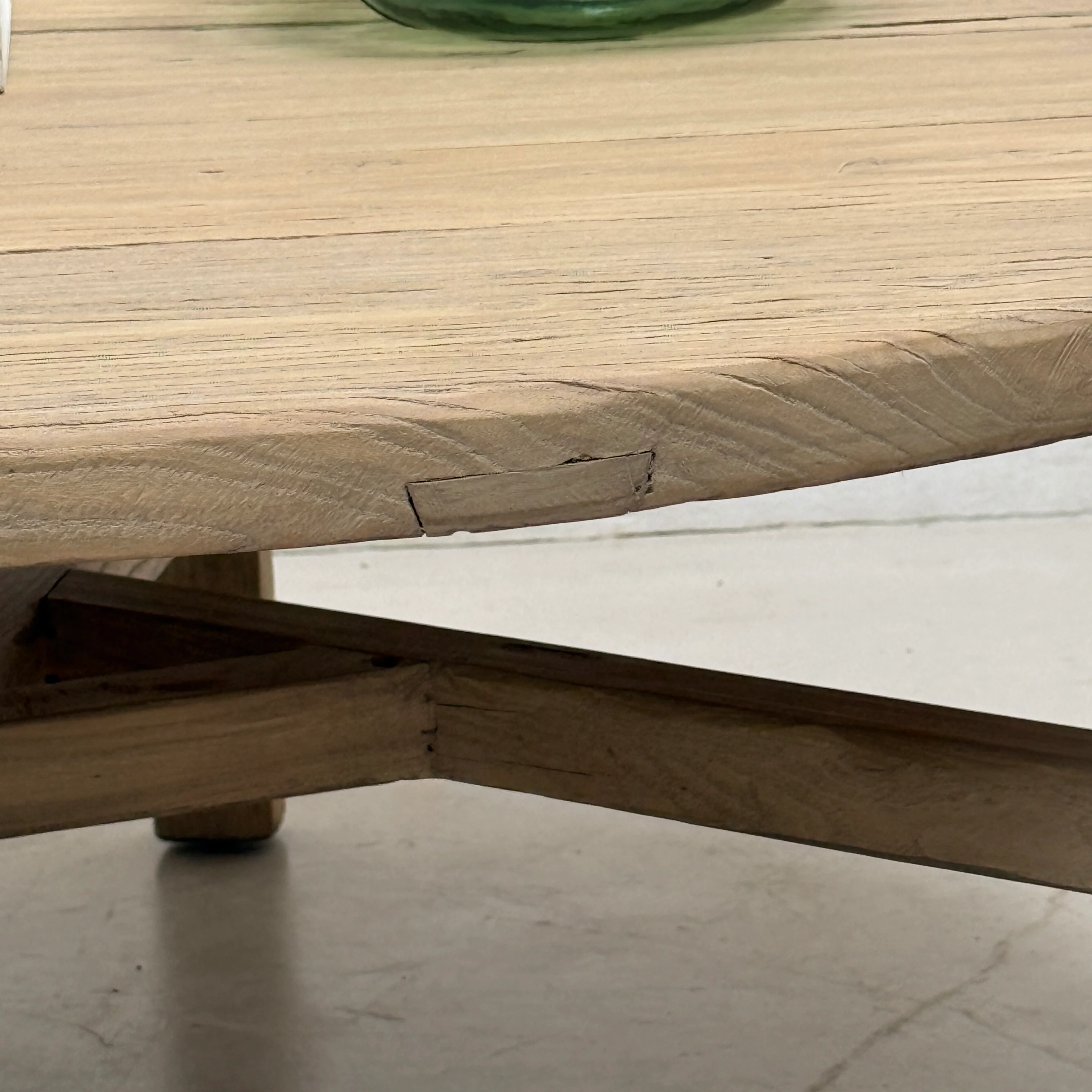 Reclaimed round rustic coffee table | Nuffield - Image 16