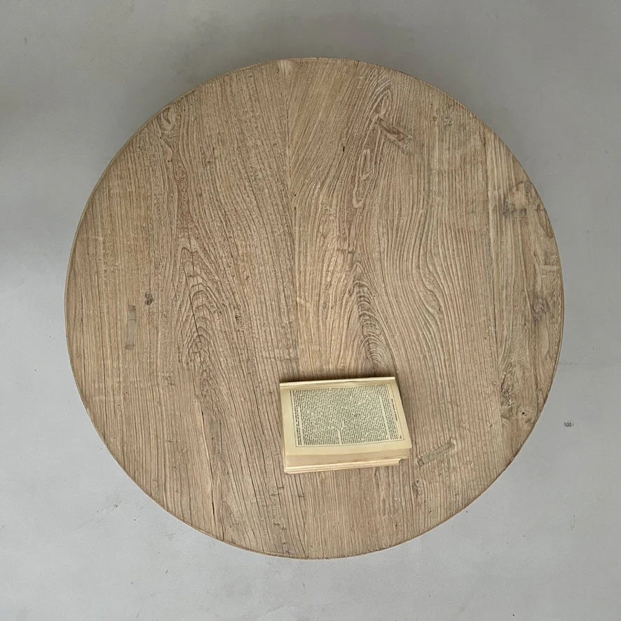 Reclaimed round rustic coffee table | Nuffield - Image 3
