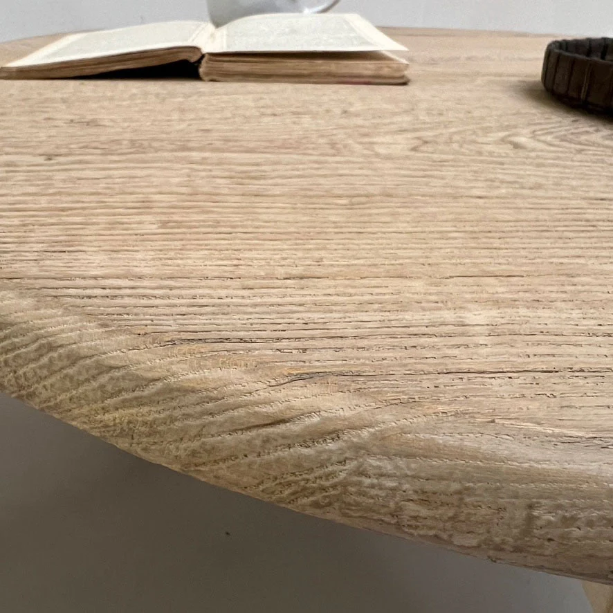 Reclaimed round rustic coffee table | Nuffield - Image 5