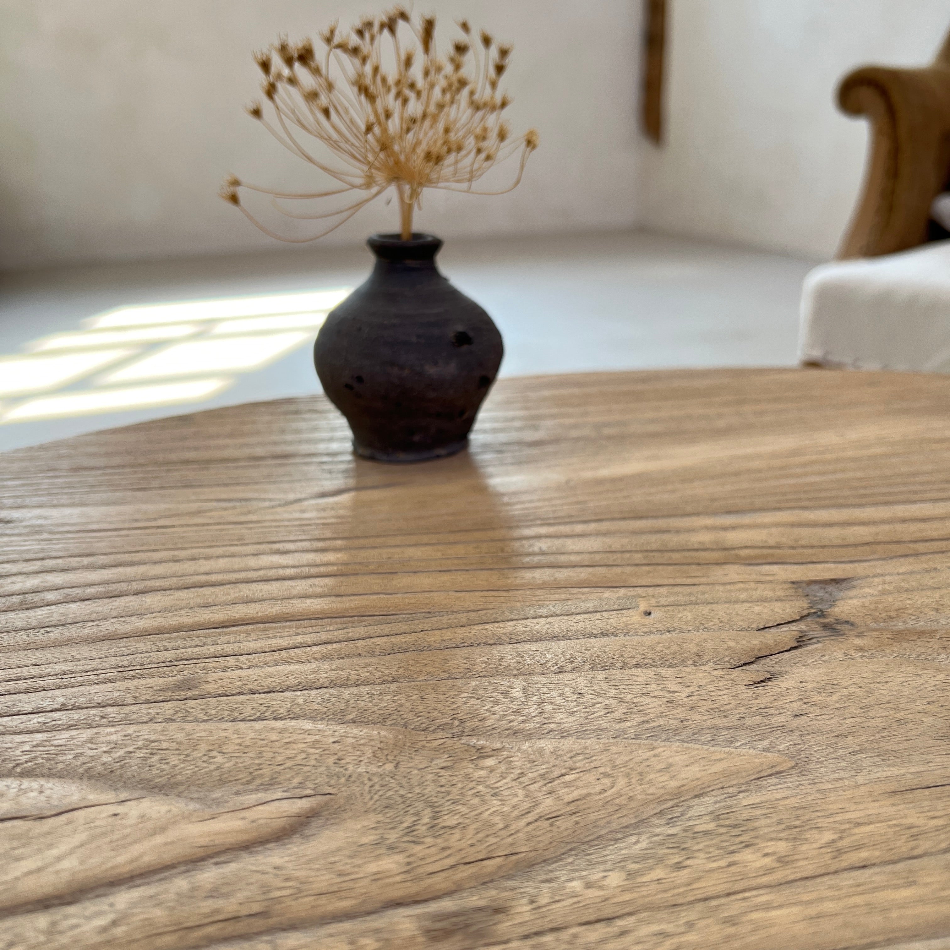 Reclaimed round rustic coffee table | Nuffield - Image 8
