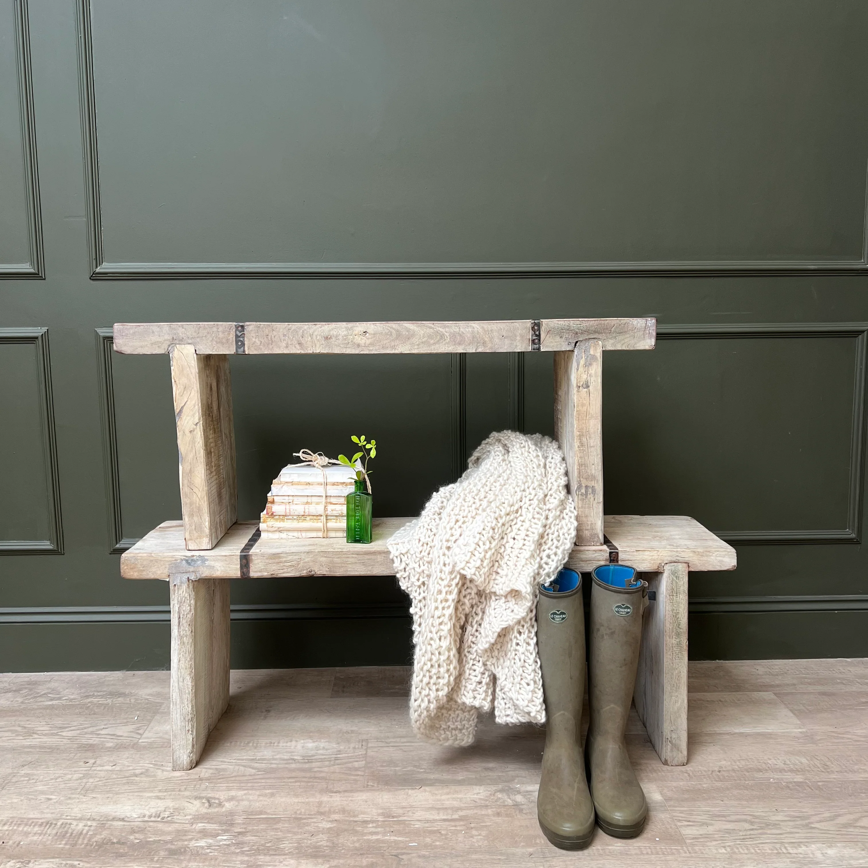 Reclaimed White Washed Benches