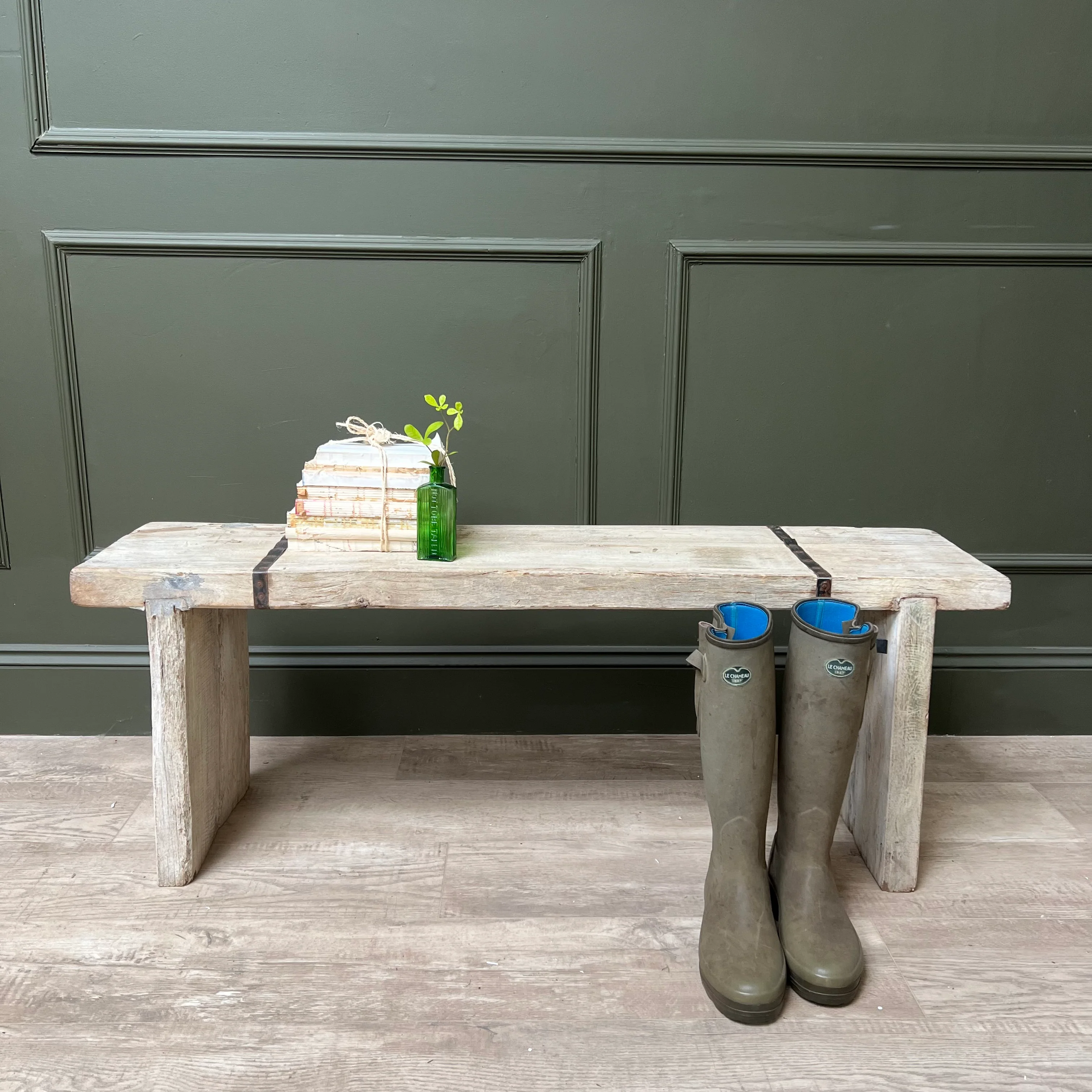 Reclaimed White Washed Benches - Image 2