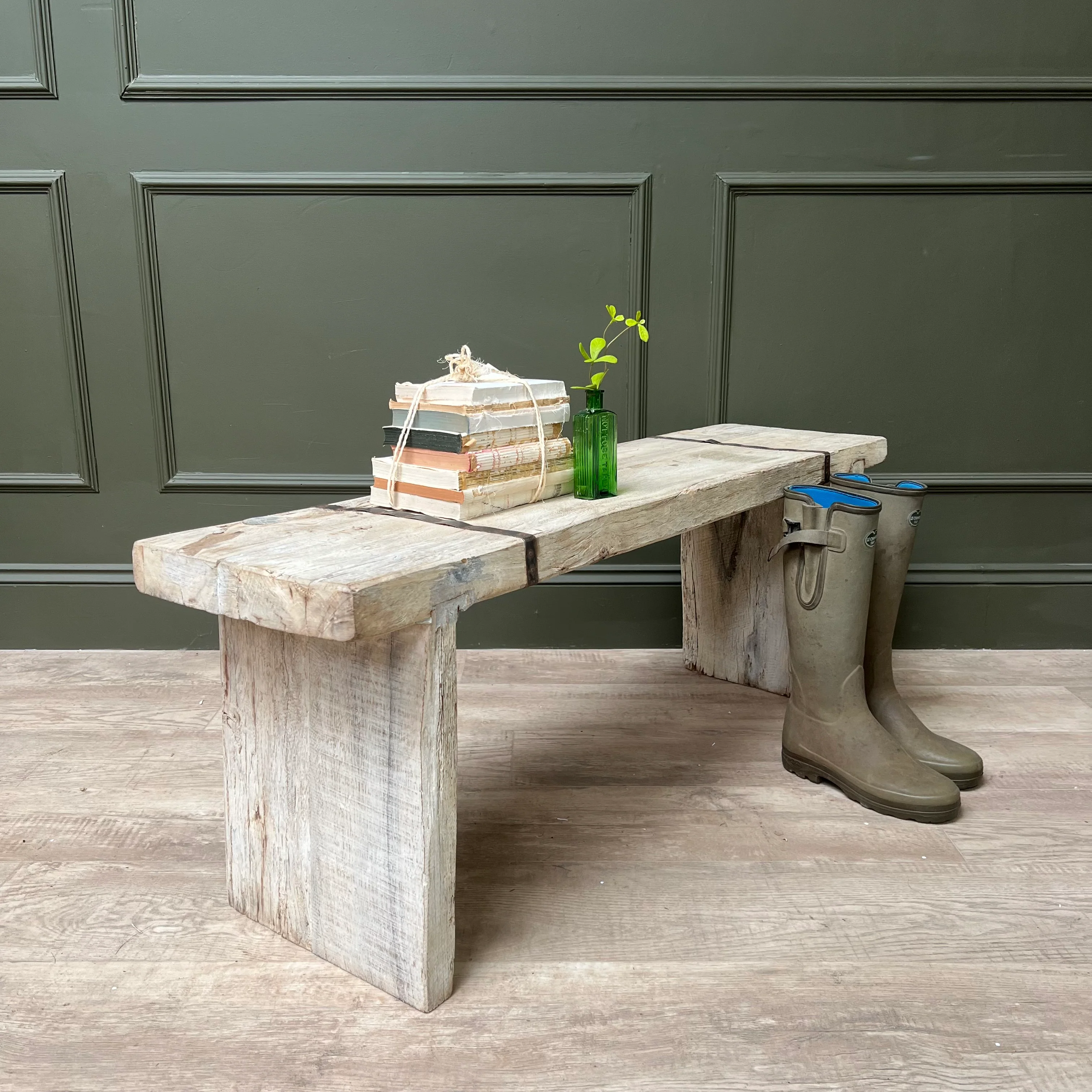 Reclaimed White Washed Benches - Image 4