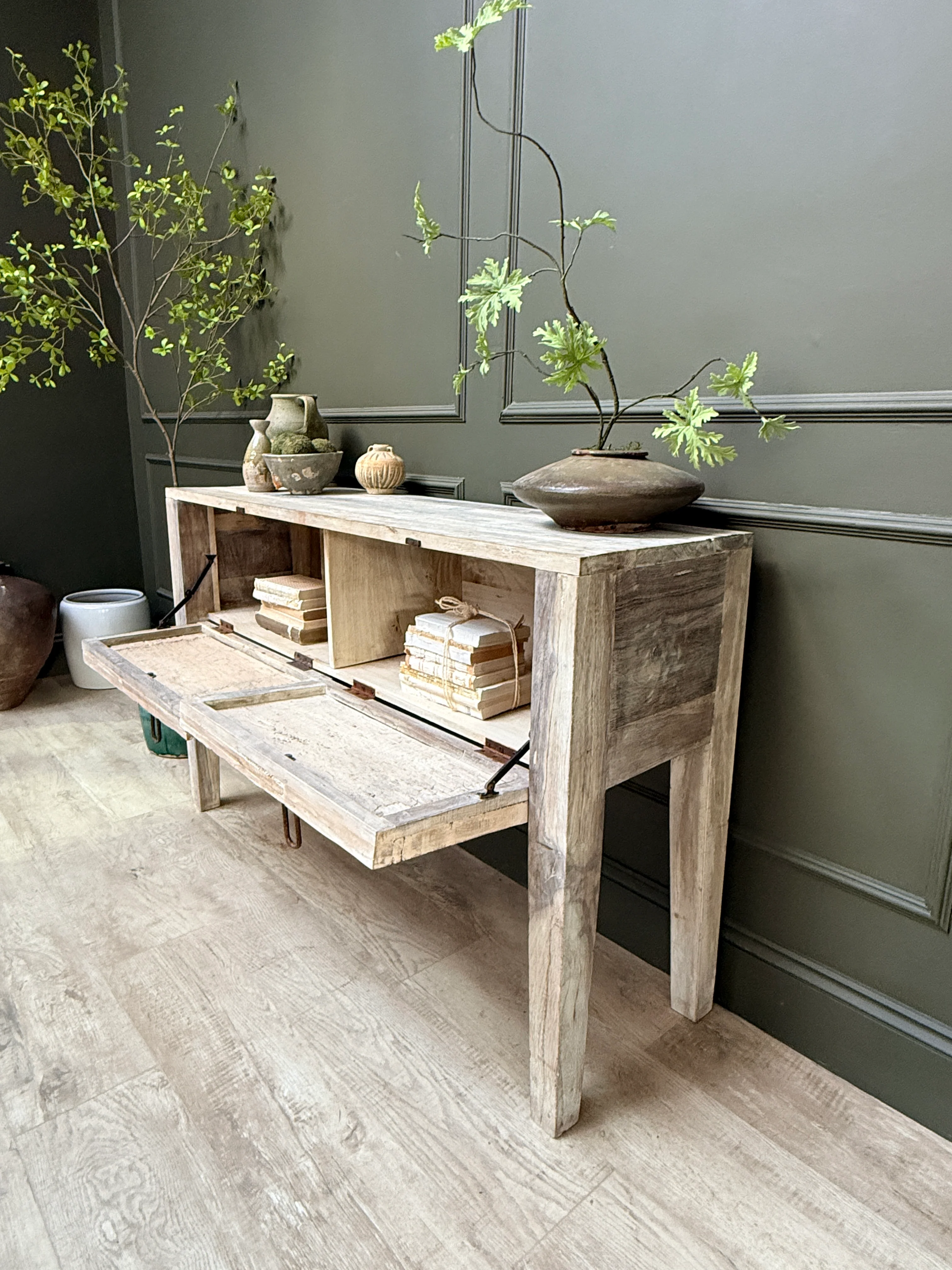 Reclaimed Wood Console Table with Decorative Doors | Angelica - Image 2