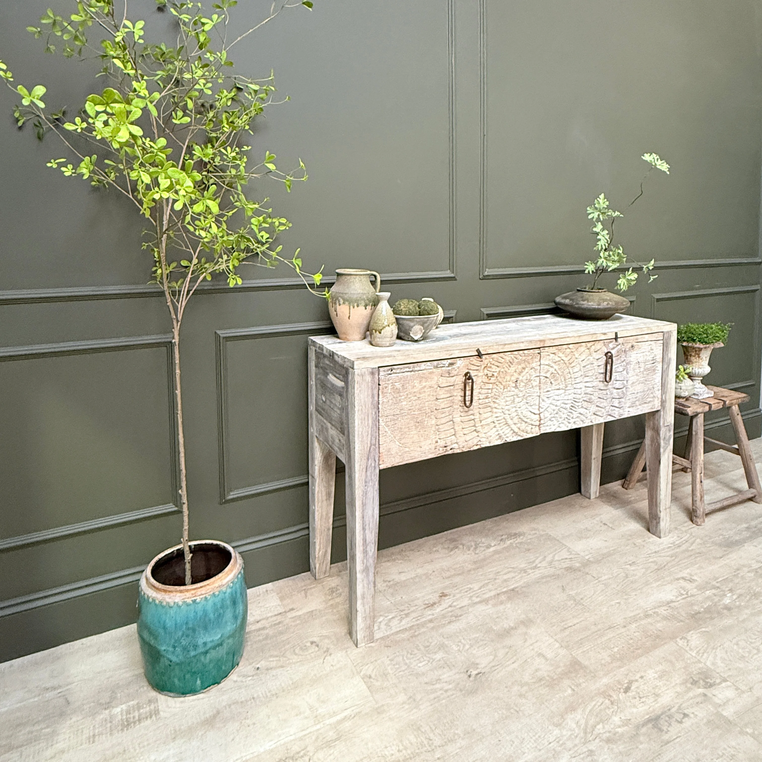 Reclaimed Wood Console Table with Decorative Doors | Angelica - Image 3