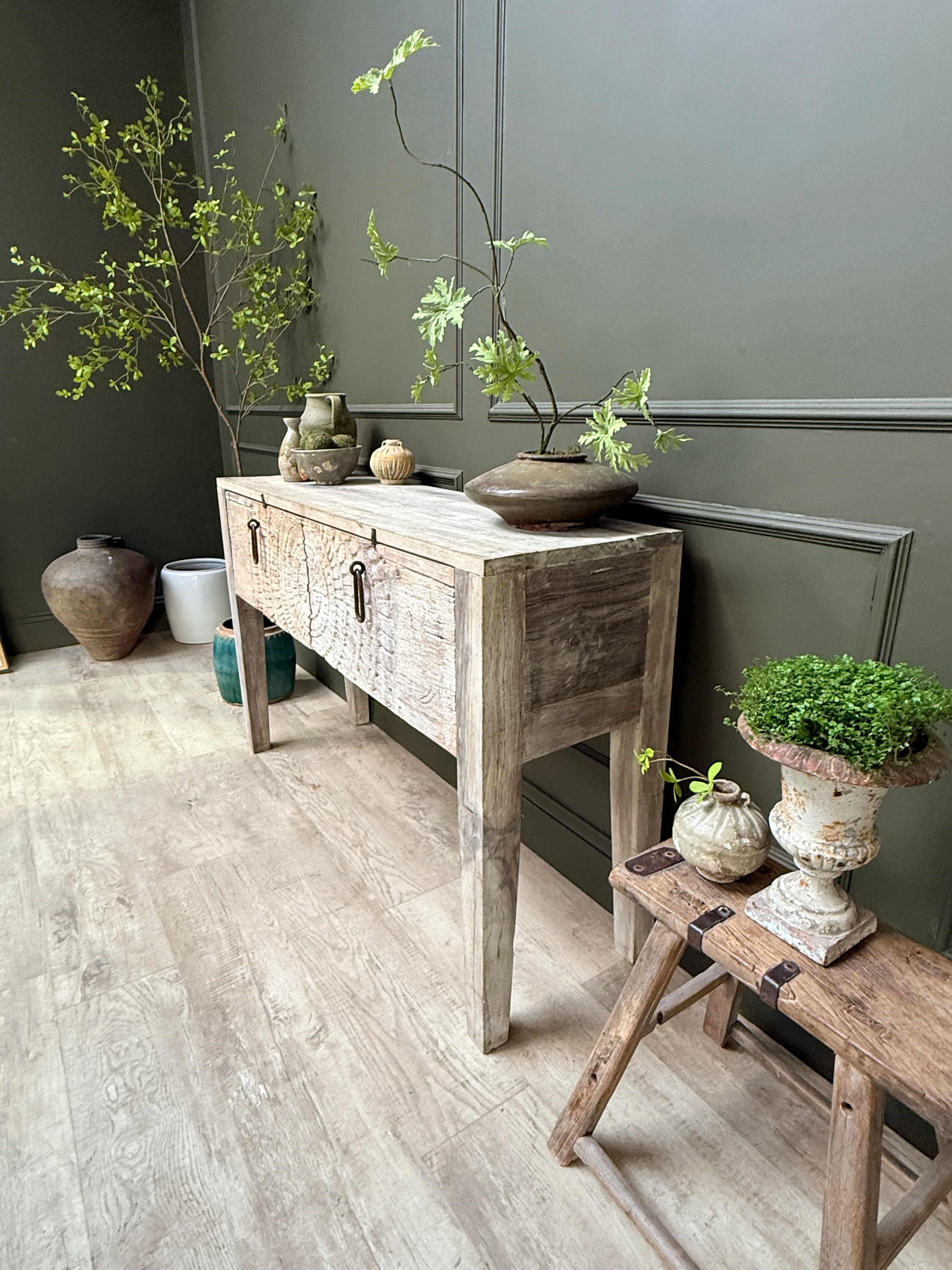 Reclaimed Wood Console Table with Decorative Doors | Angelica - Image 4