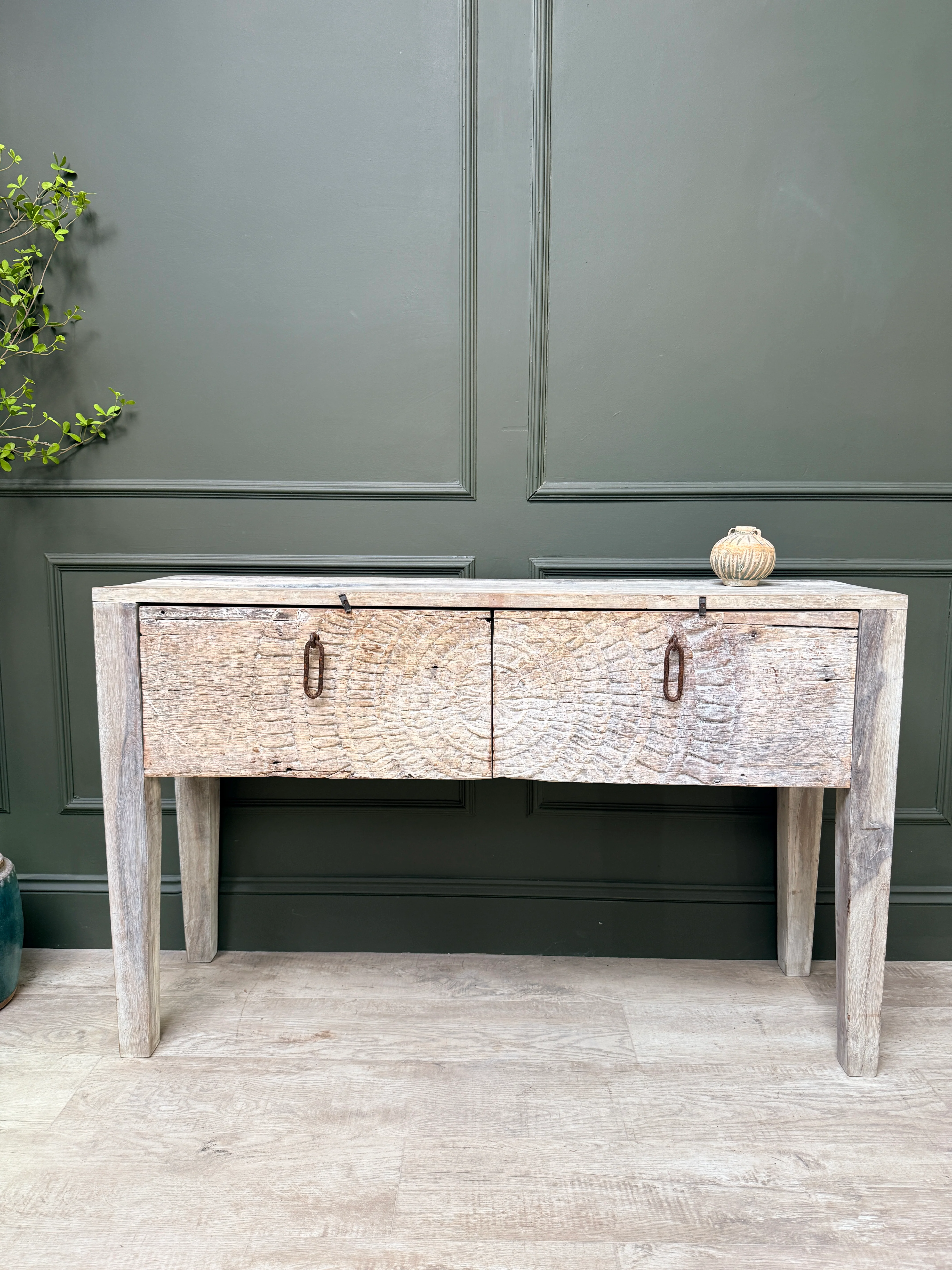 Reclaimed Wood Console Table with Decorative Doors | Angelica - Image 6