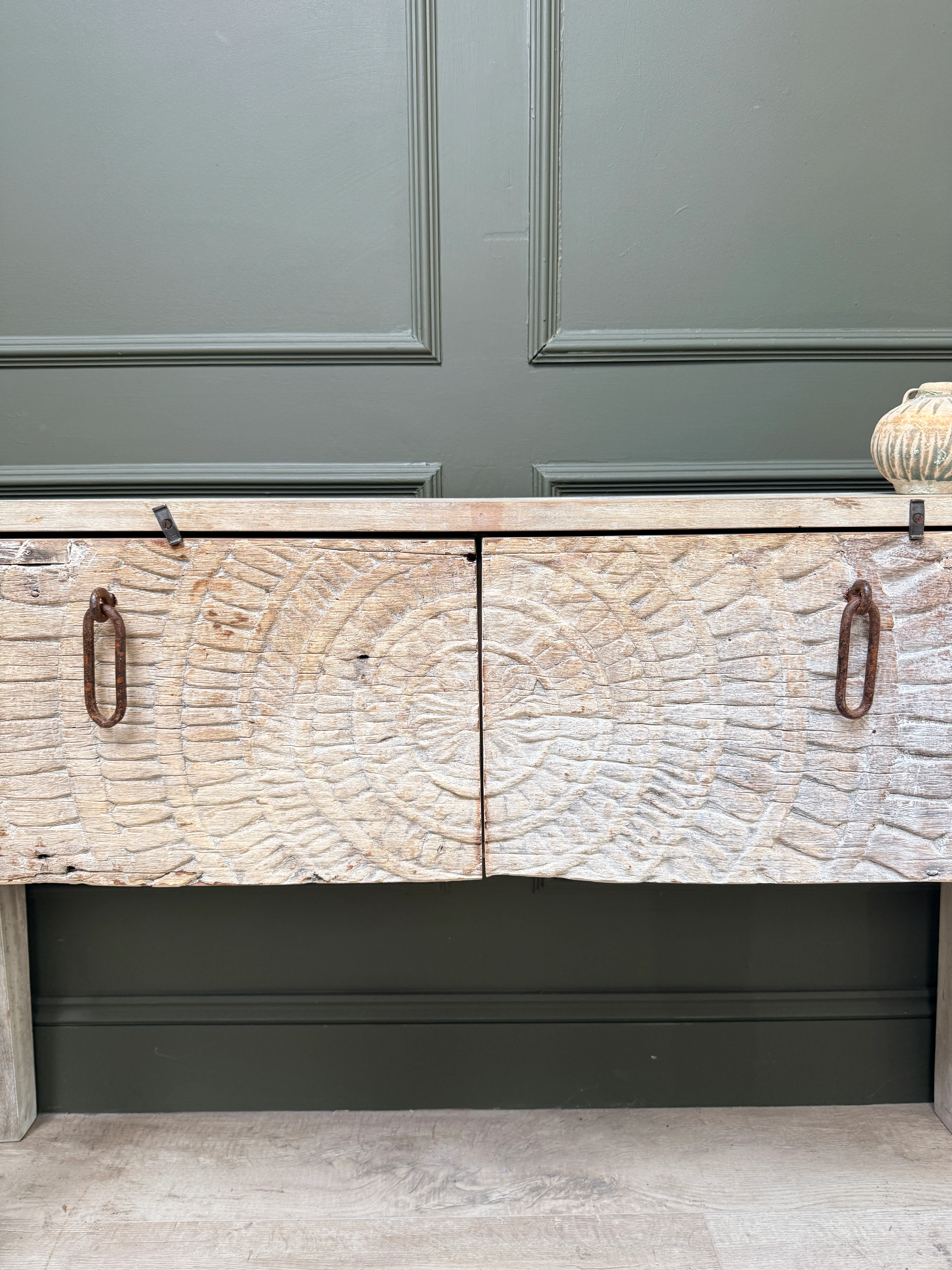 Reclaimed Wood Console Table with Decorative Doors | Angelica - Image 7
