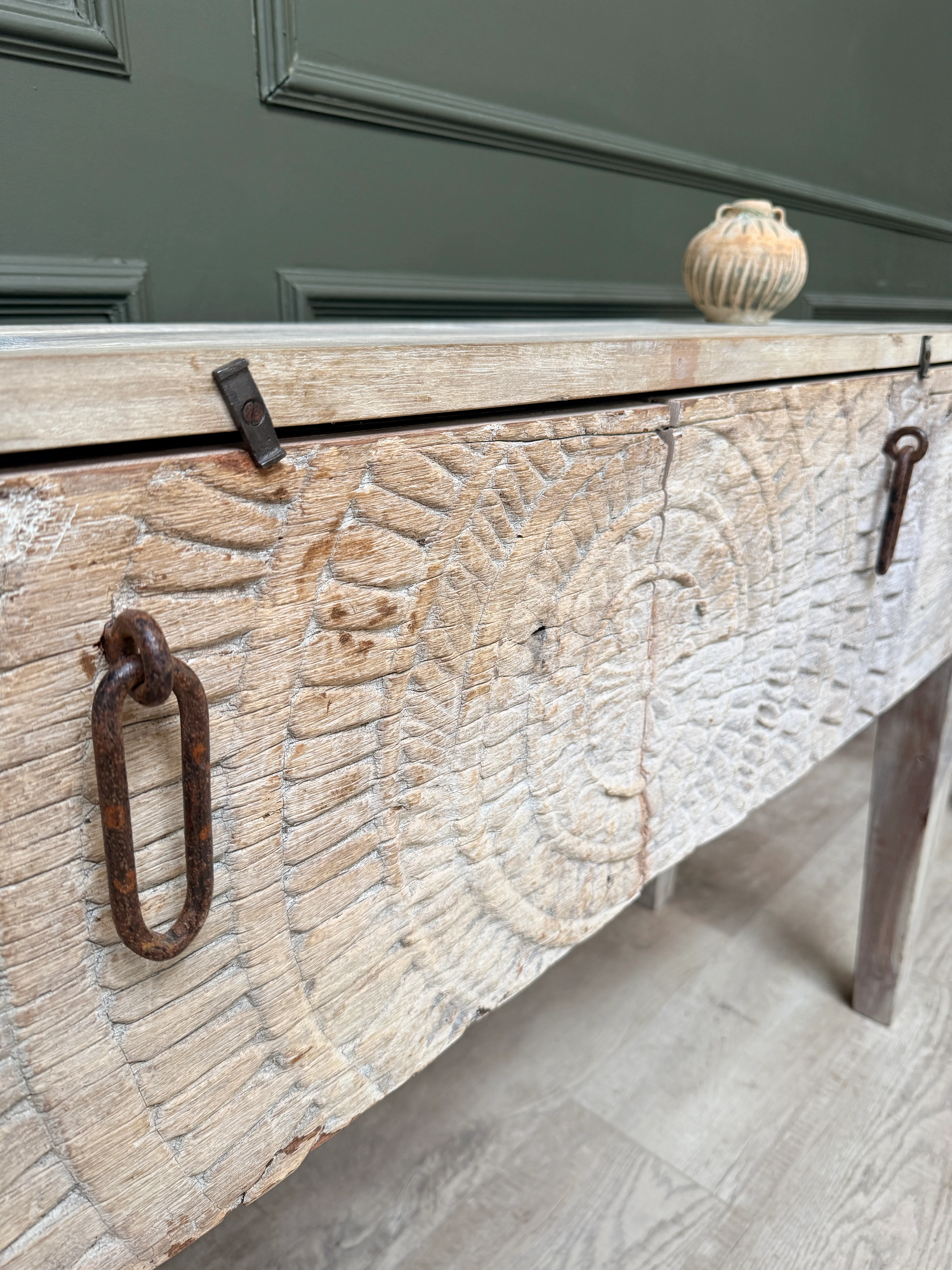 Reclaimed Wood Console Table with Decorative Doors | Angelica - Image 8