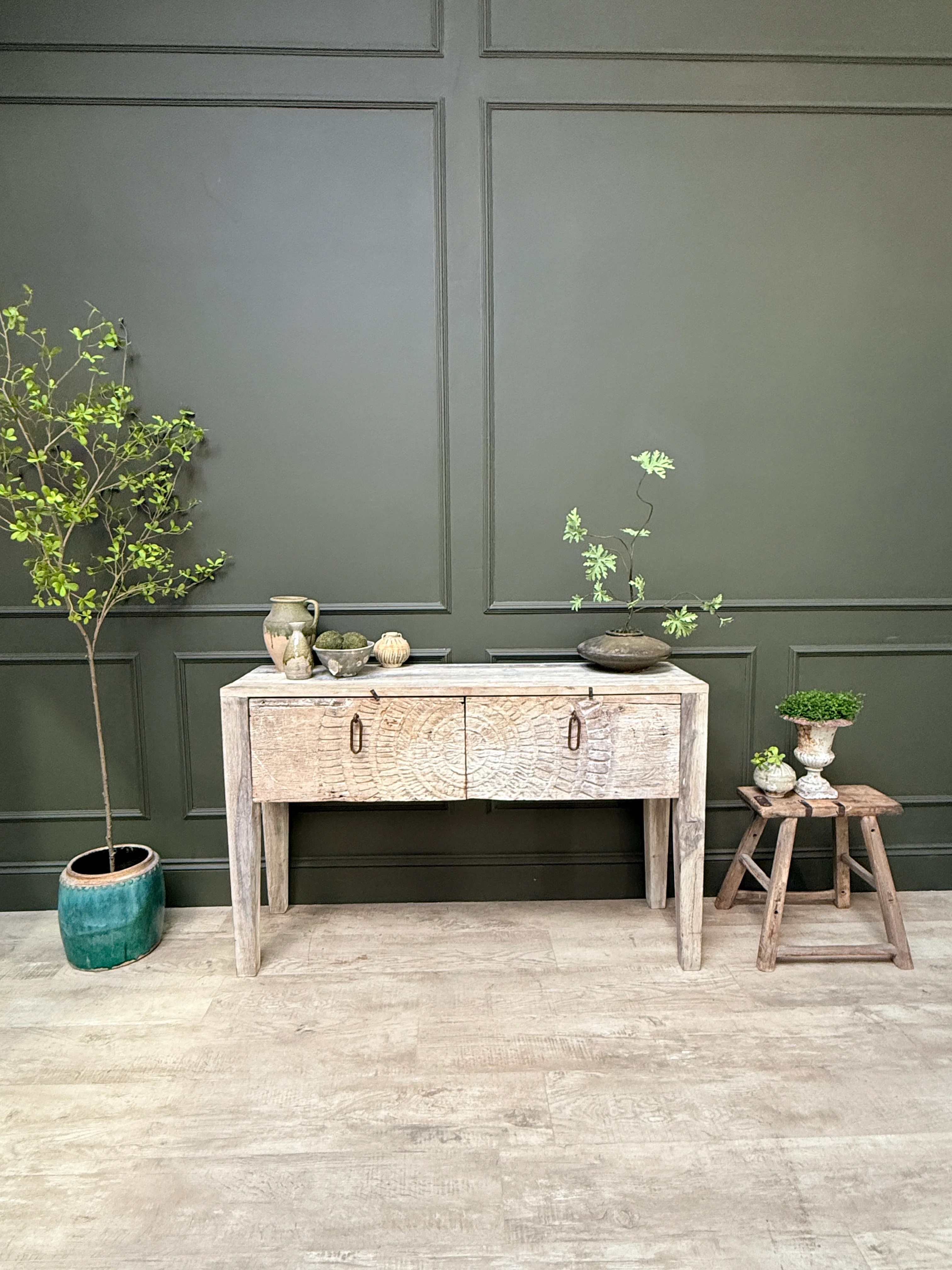 Reclaimed Wood Console Table with Decorative Doors | Angelica - Image 9