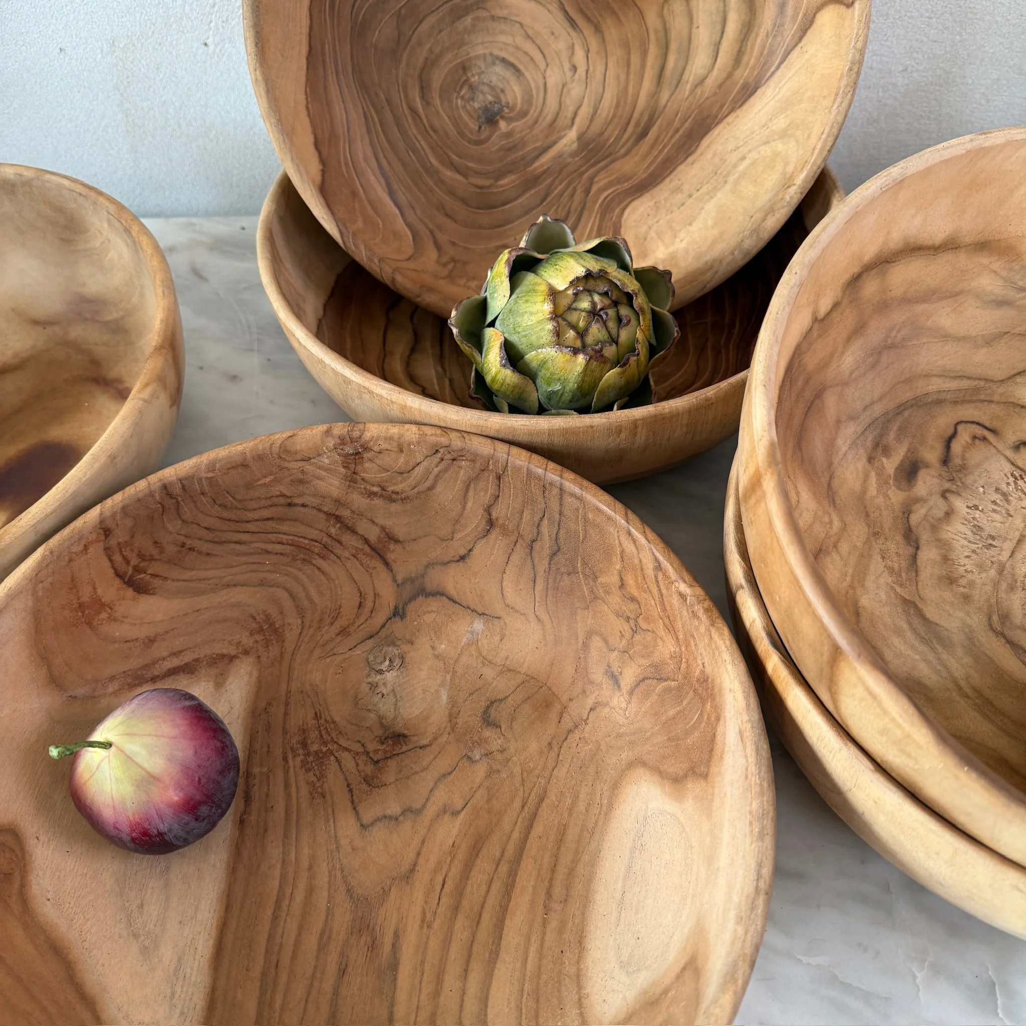 Round Teak Salad Bowl - Image 10
