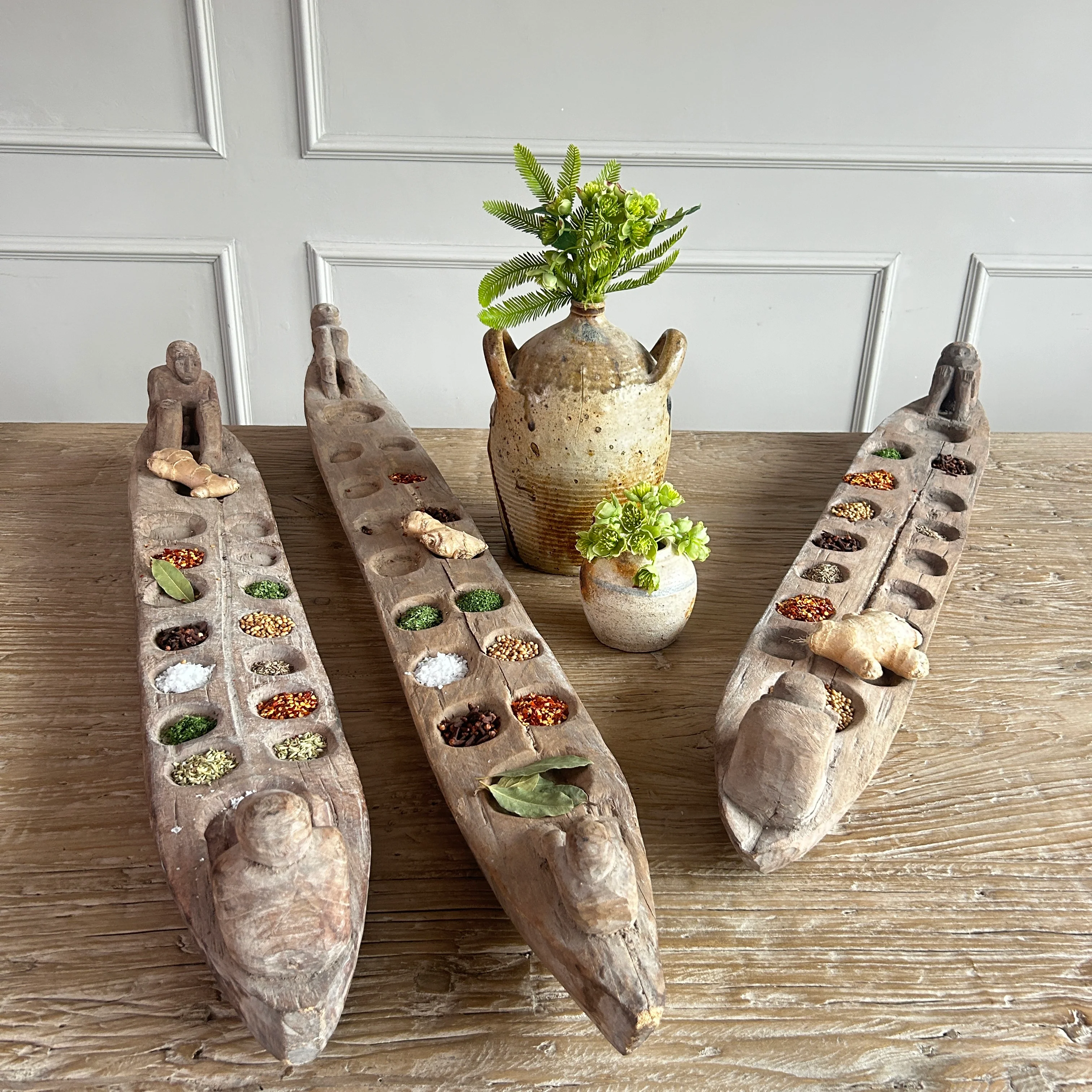 Rustic Antique Wooden Boat Spice Tray | Basuki - Image 6
