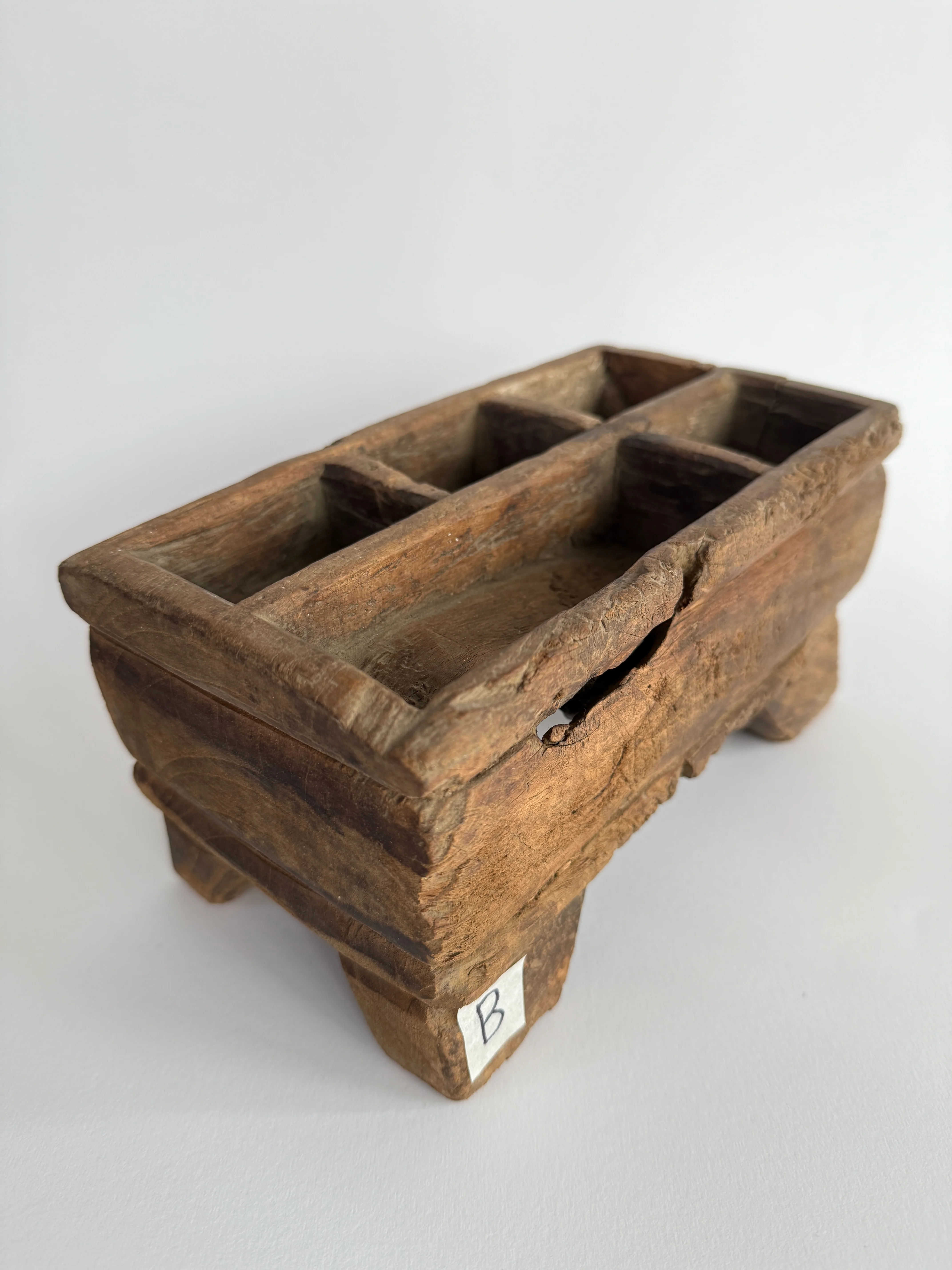 Rustic Antique Wooden Spice Tray - Image 7