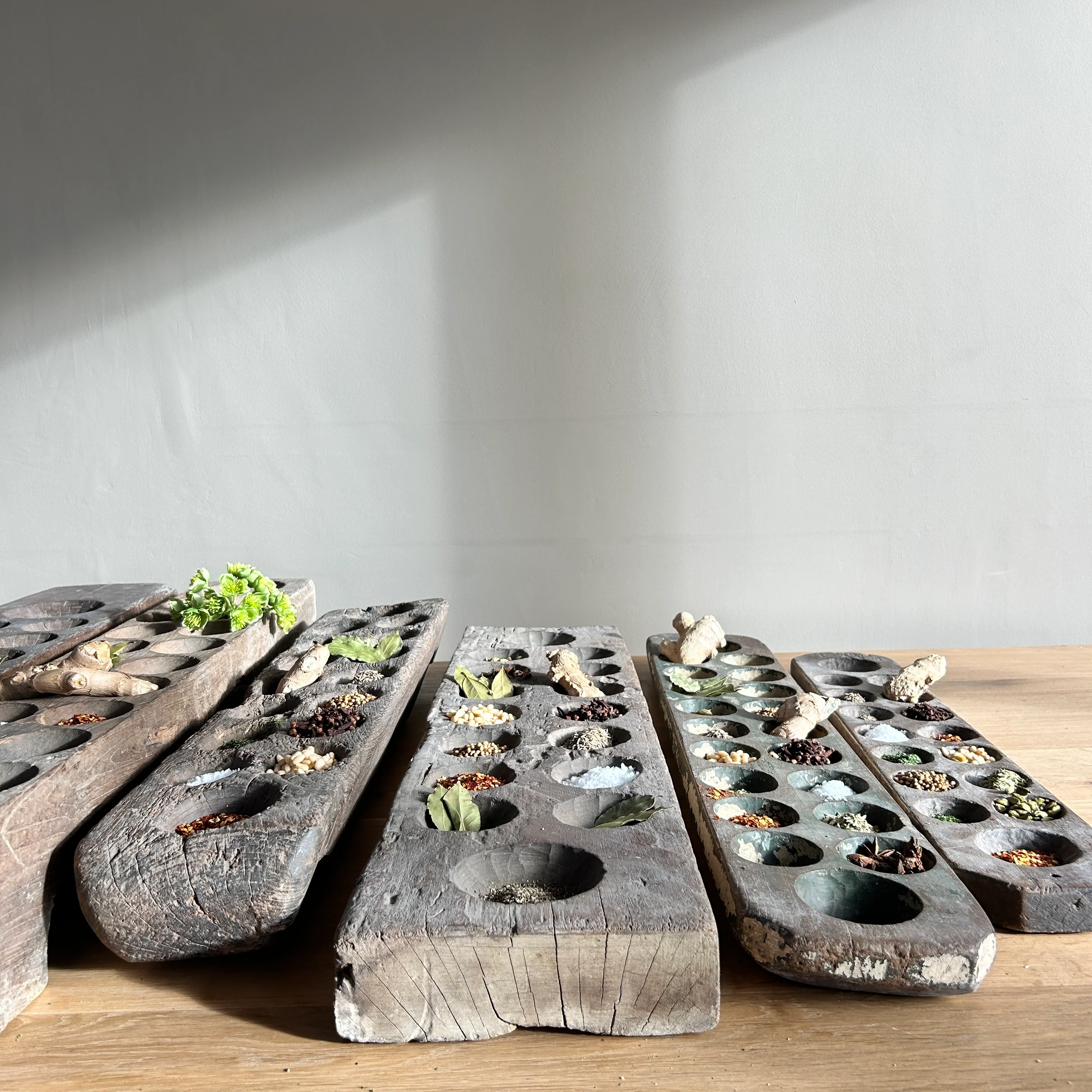 Rustic Antique Wooden Spice Trays - Image 2