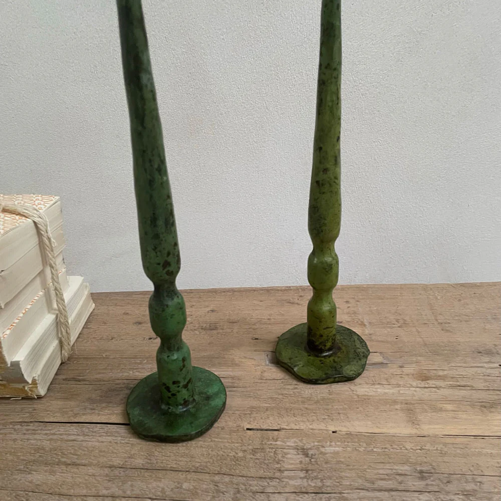 Rustic Green Iron Candlestick Holder - Image 4