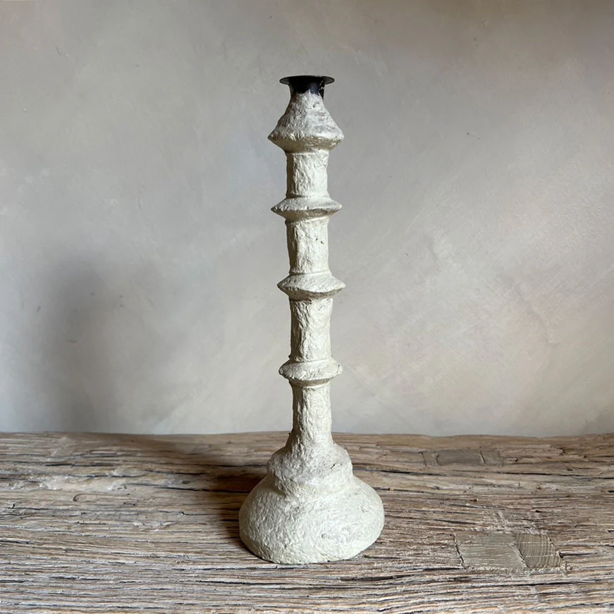 Rustic Paper Mache Candlestick Holder Florence - Image 4