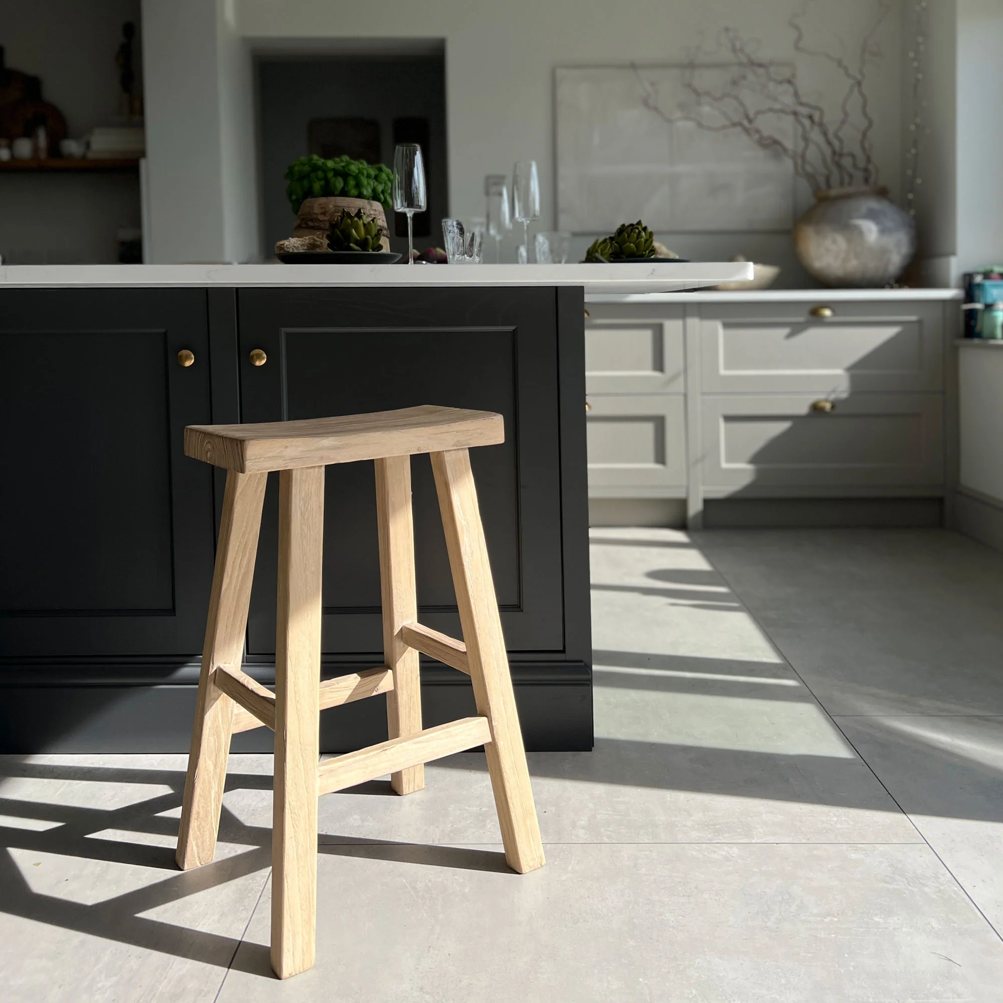 Rustic Reclaimed Wood Bar Stool - Image 3