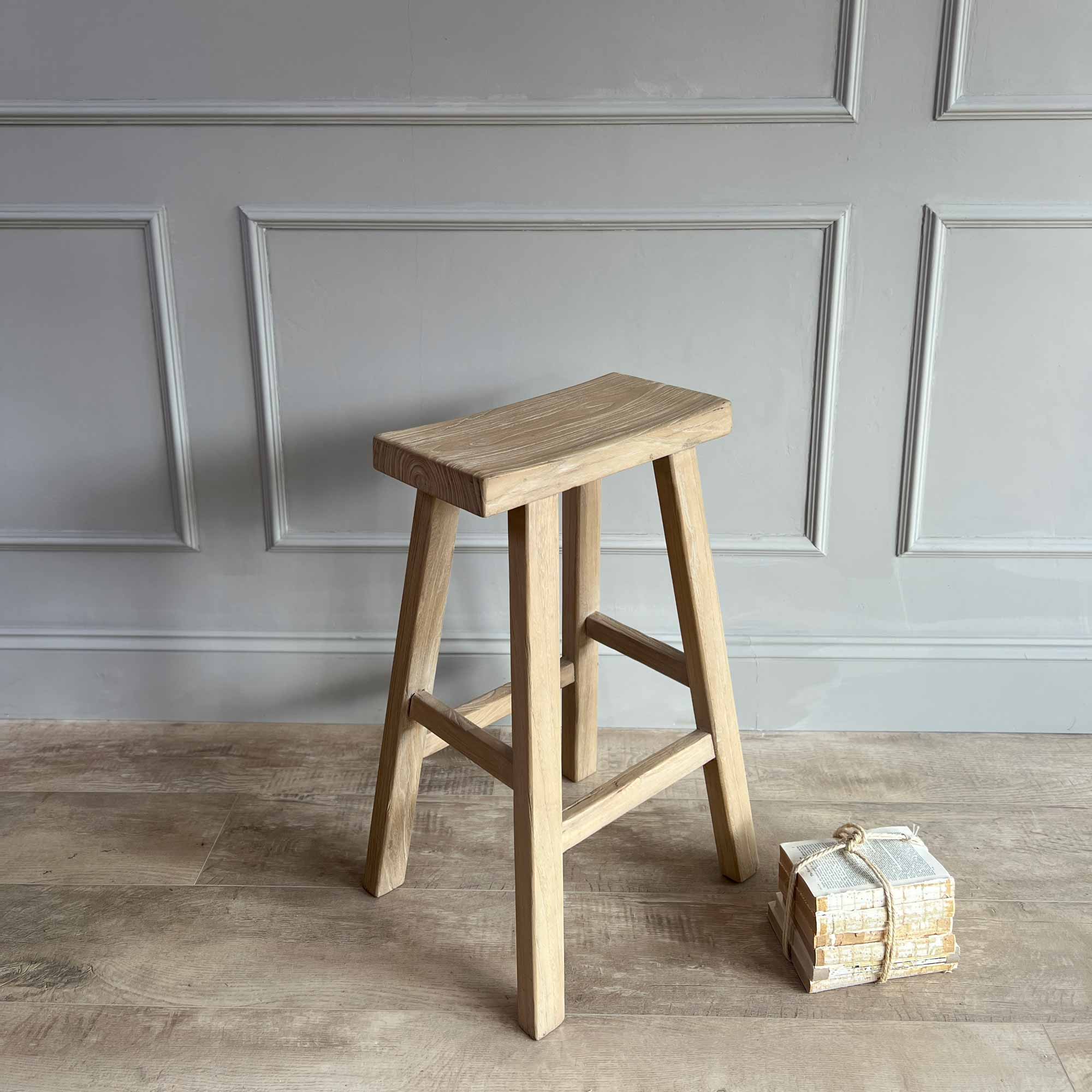 Rustic Reclaimed Wood Bar Stool - Image 5