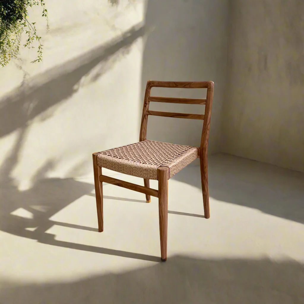 Rustic wood garden dining chair - Image 4