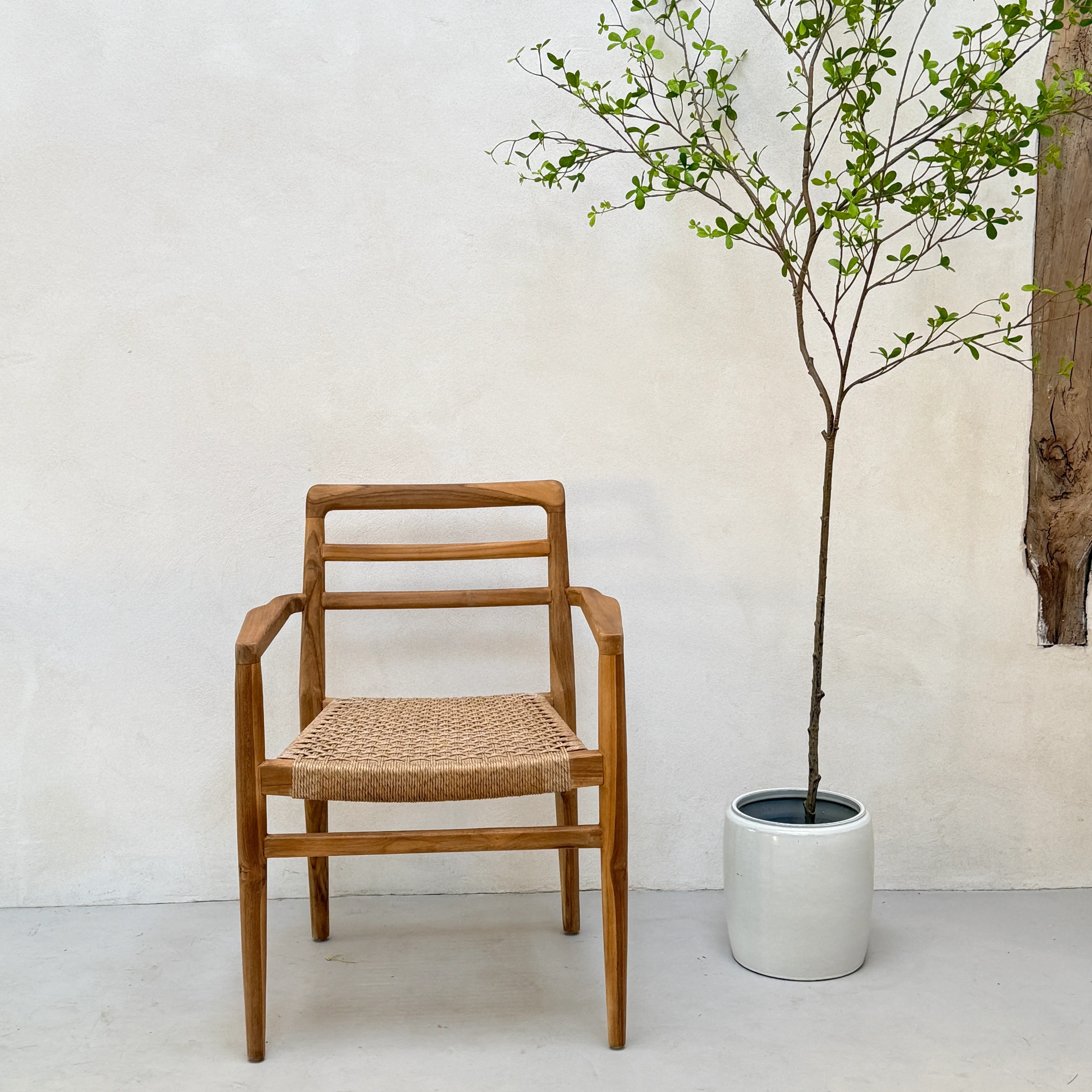 Rustic wood garden dining chair | with arms - Image 3