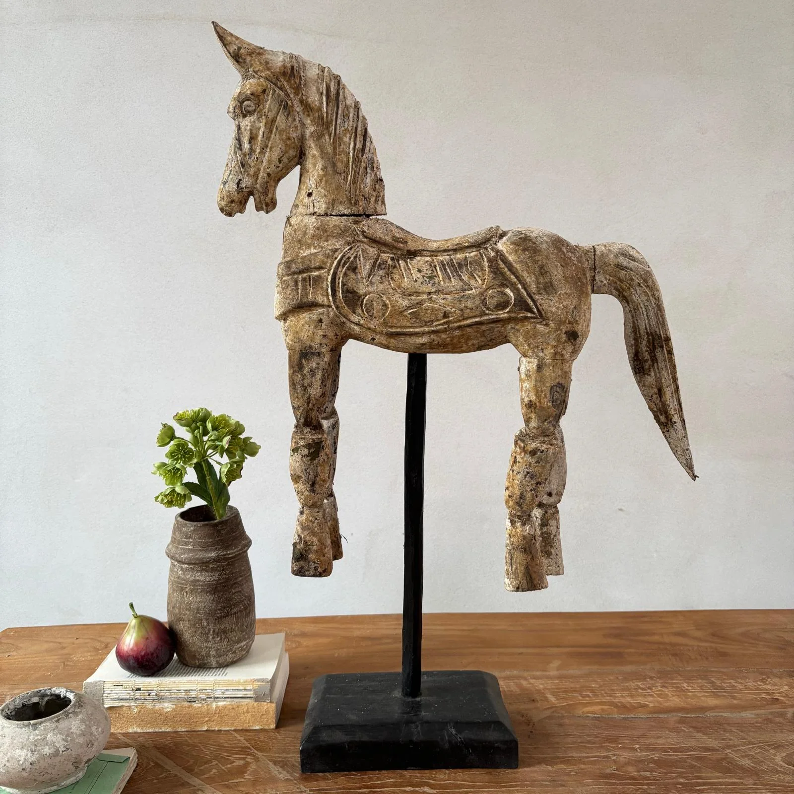 Rustic Wooden Horse On Stand - Image 10