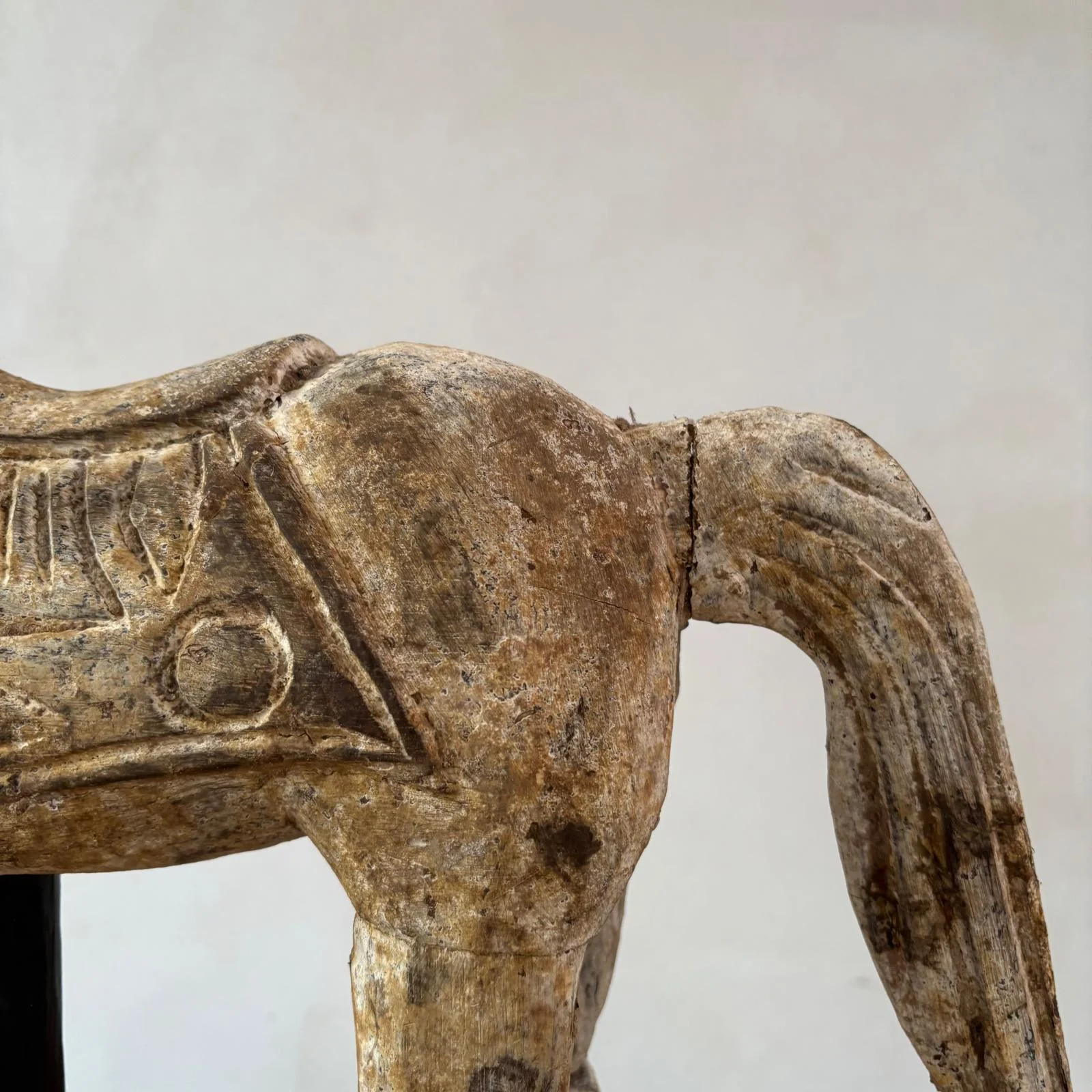 Rustic Wooden Horse On Stand - Image 5