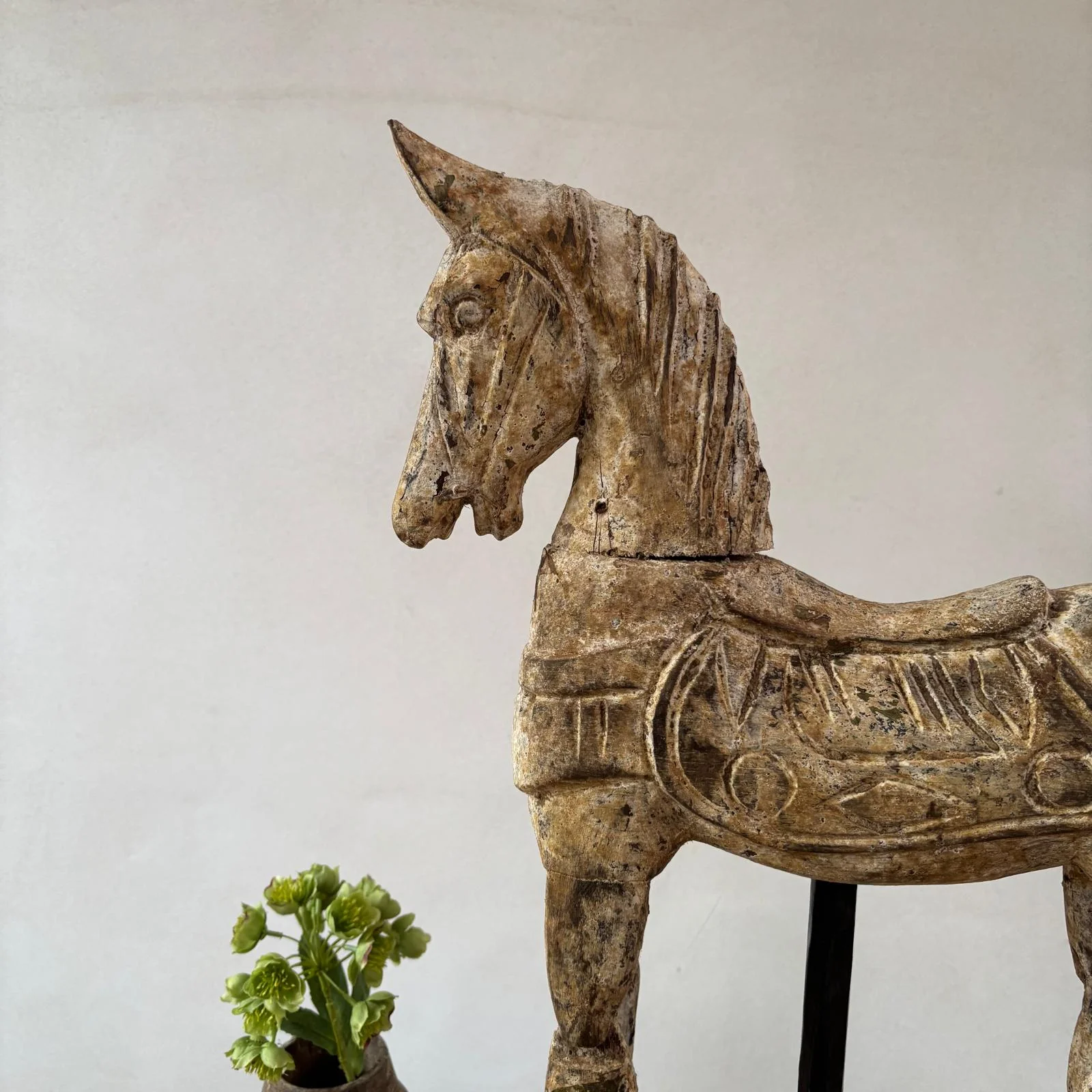 Rustic Wooden Horse On Stand - Image 6