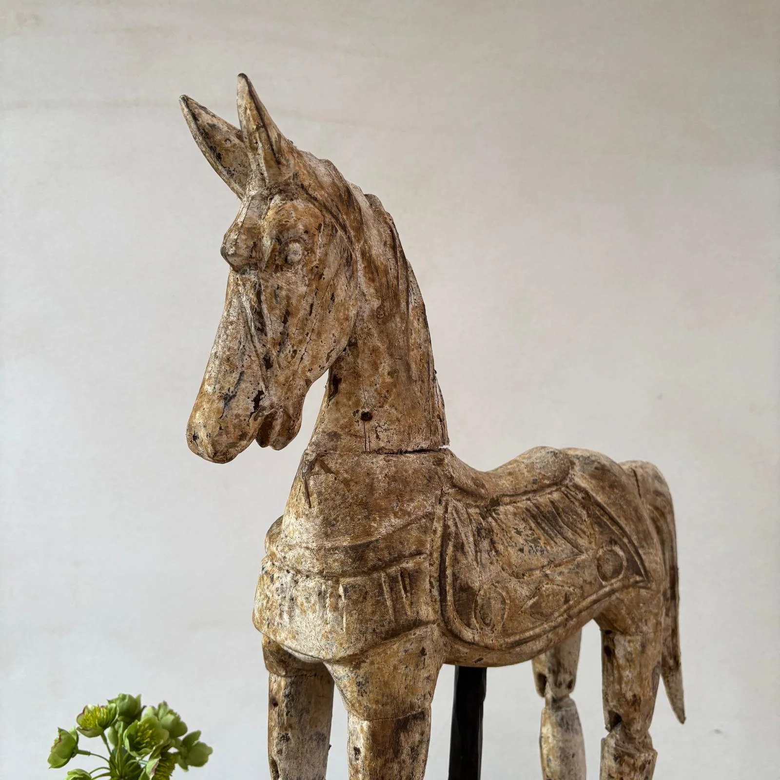 Rustic Wooden Horse On Stand - Image 7