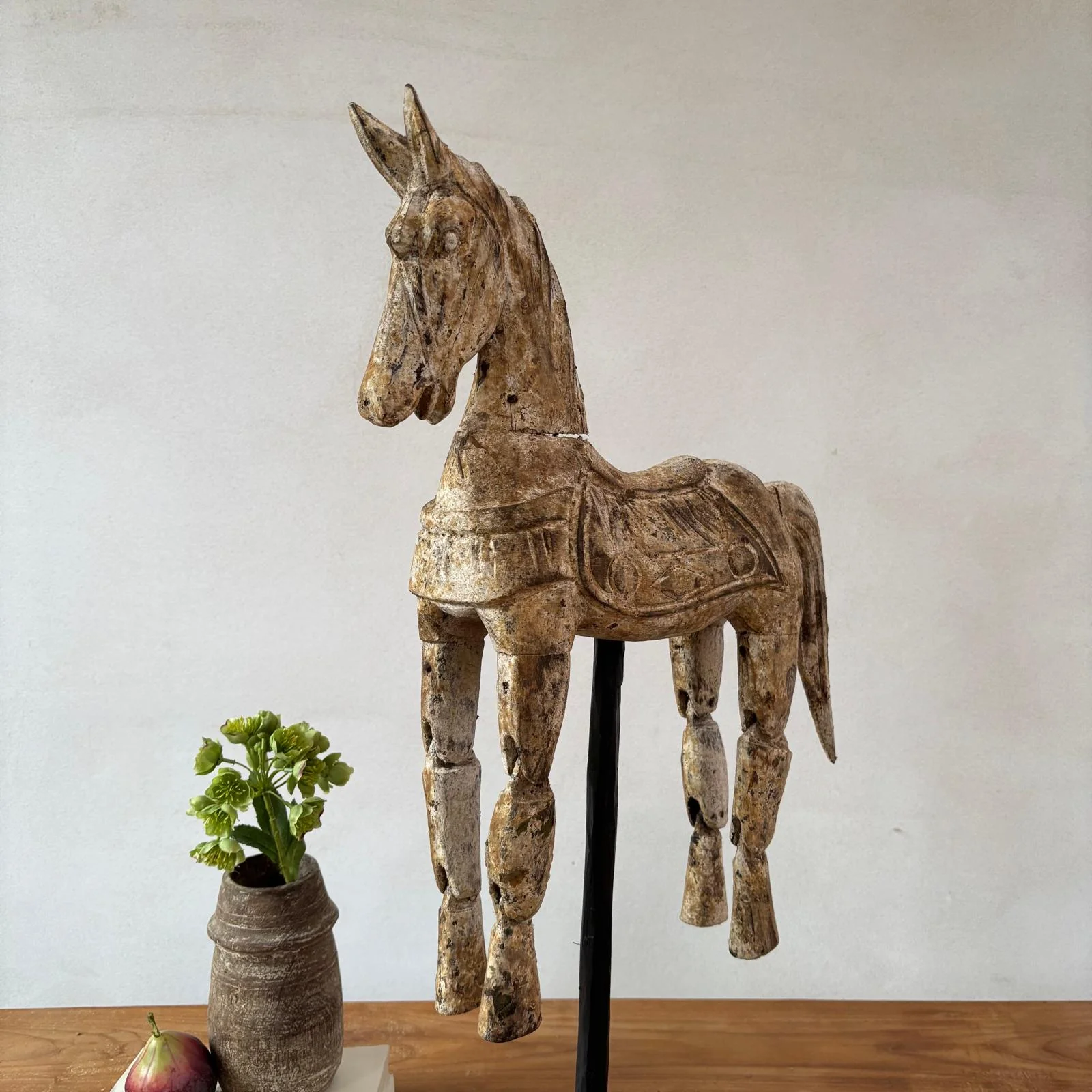 Rustic Wooden Horse On Stand - Image 8