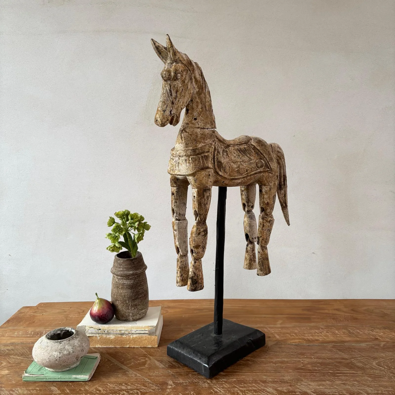 Rustic Wooden Horse On Stand - Image 9