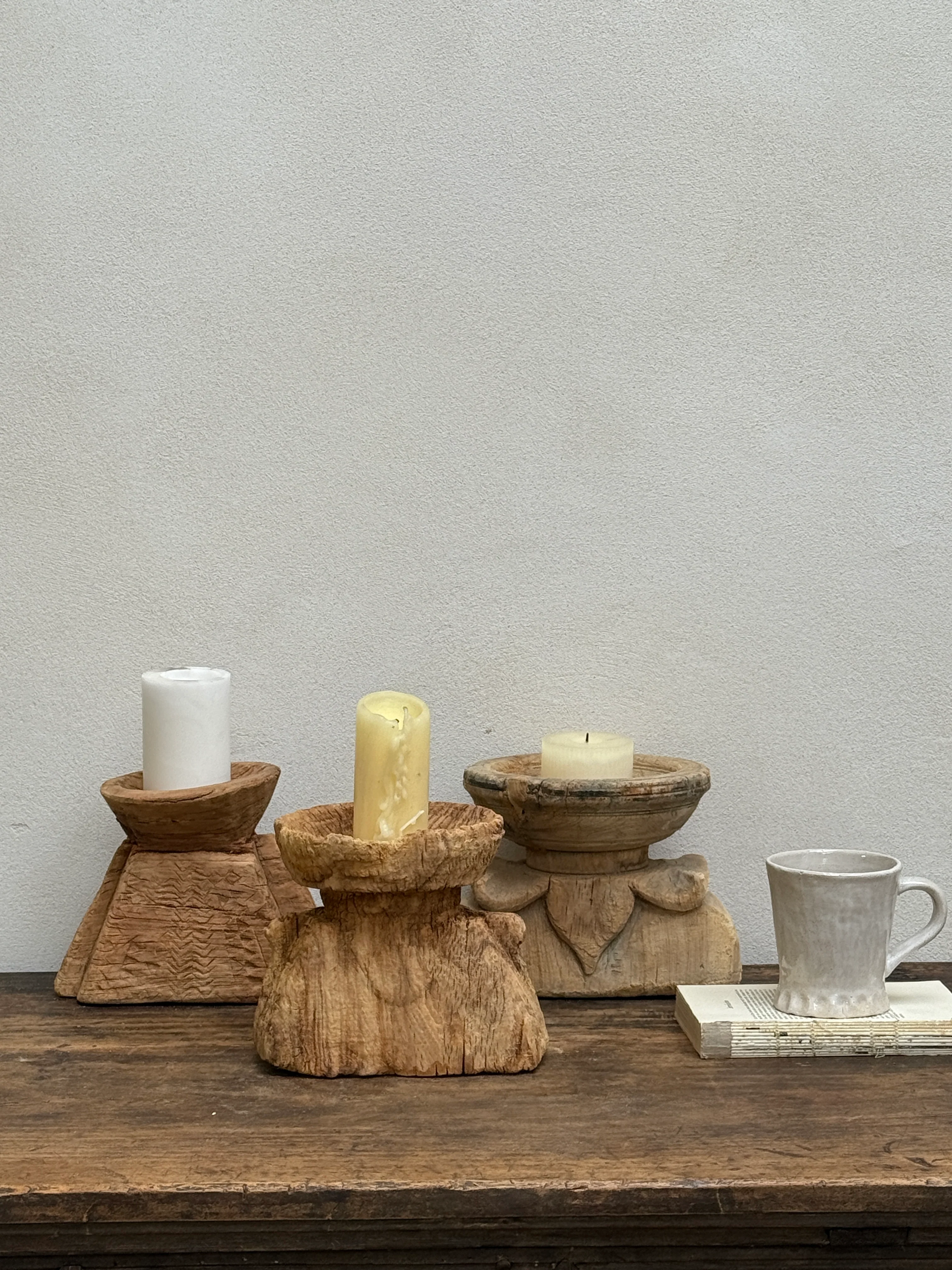 Rustic Wooden Nepali Candle Holder - Image 3