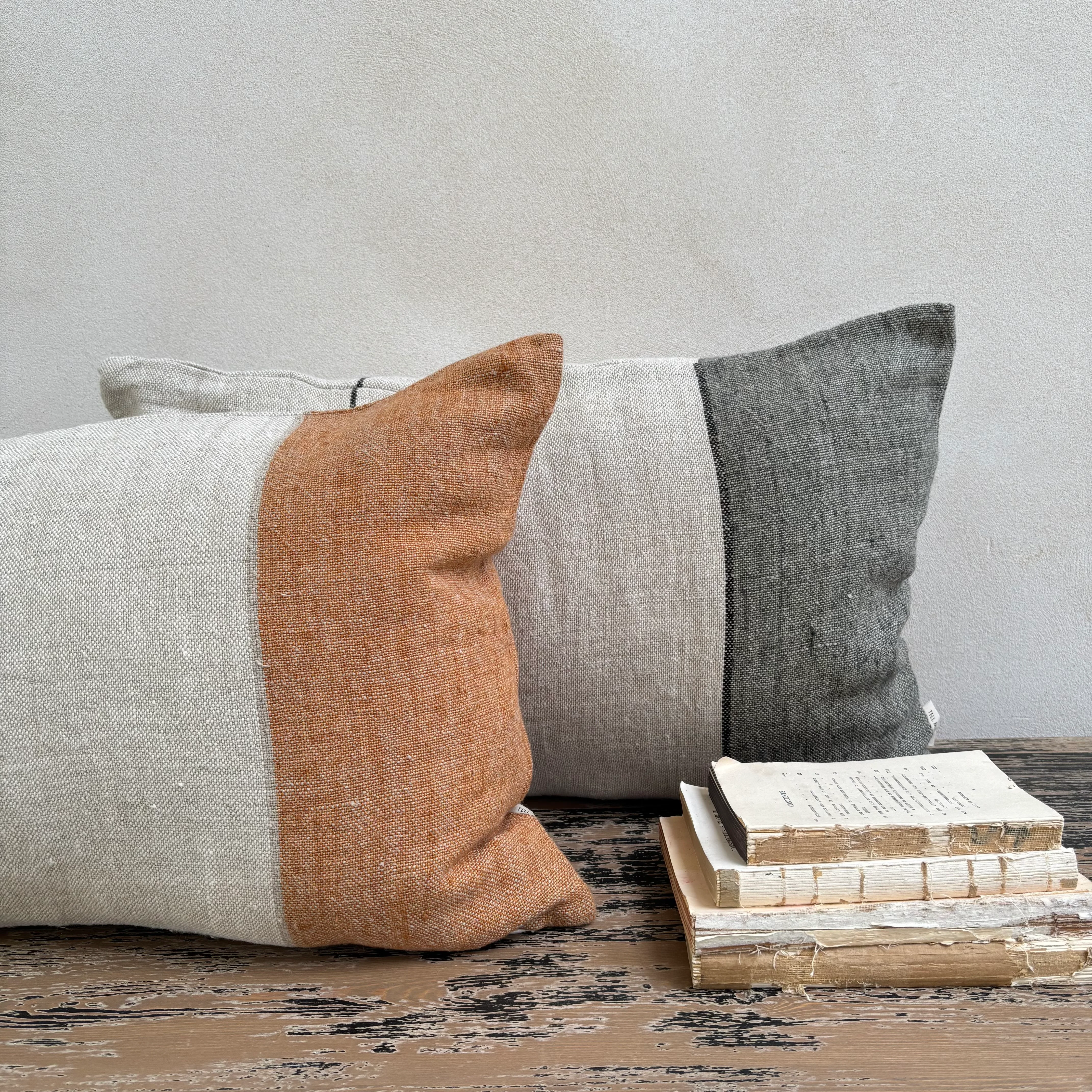 Seagrass Block Stripe Linen Cushion - Image 8
