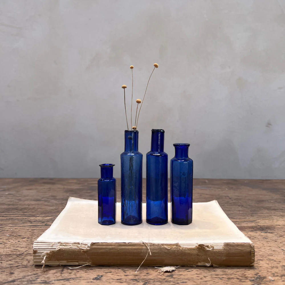 Set of Four Blue Victorian Bottles - Image 3