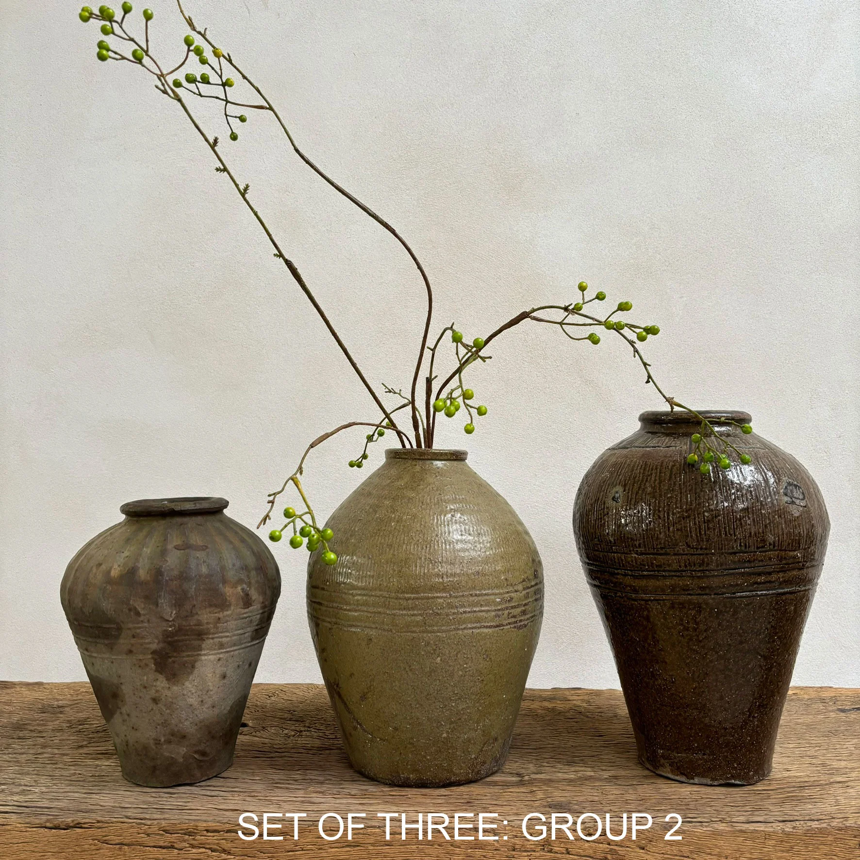 Set of three: Antique Green Preserve Pots - Image 3