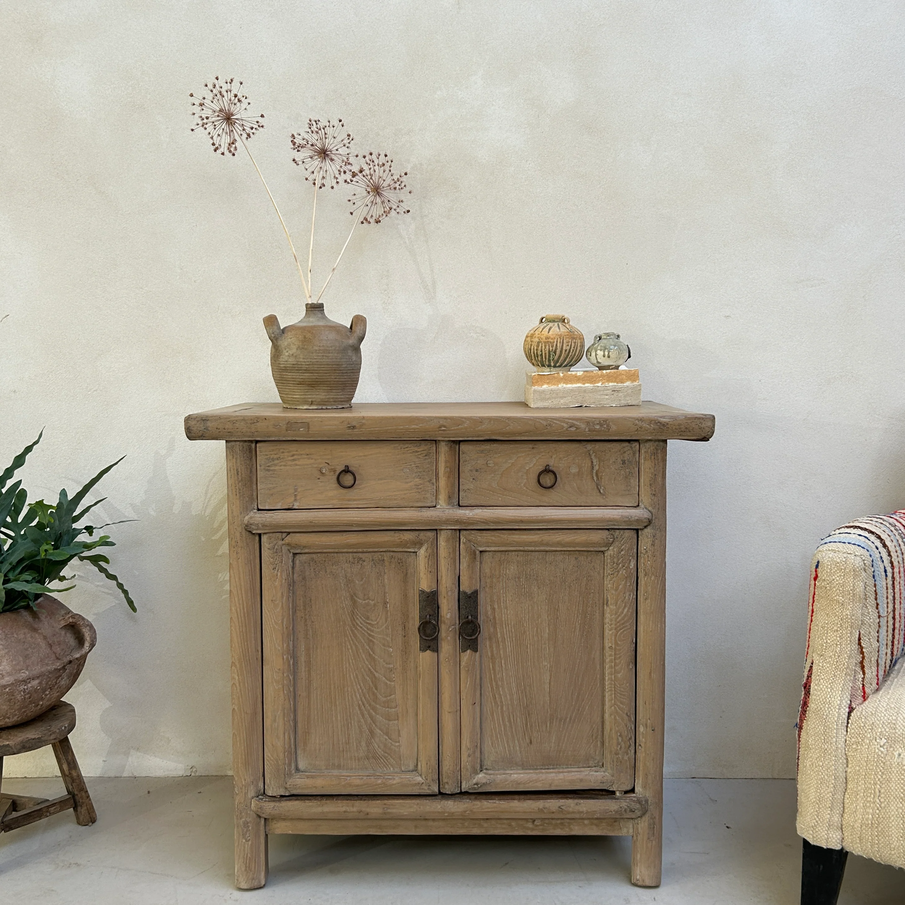 Small Antique Elm Cupboards - Image 2