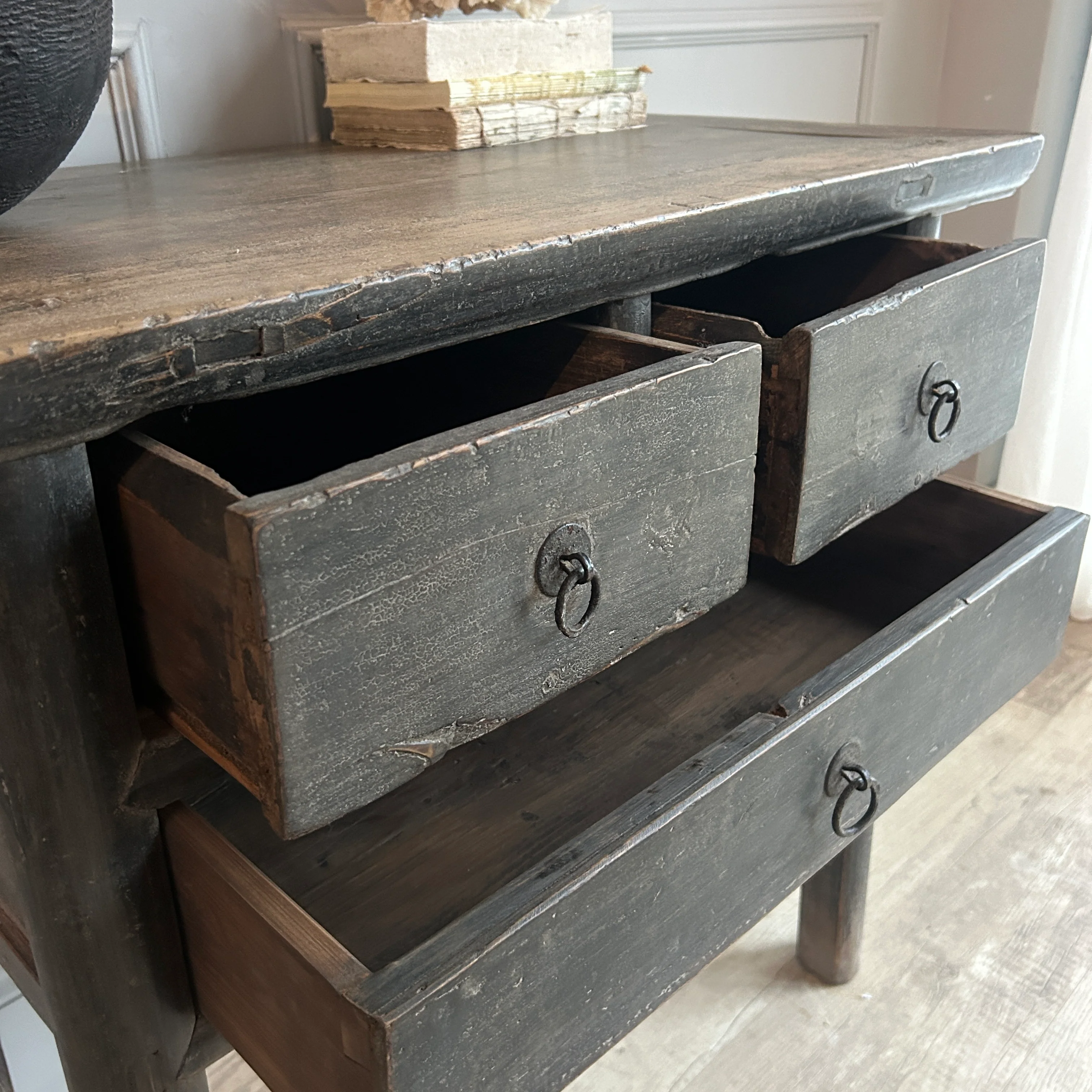 Small Antique Dark Wood Console Table | Farnham - Image 3