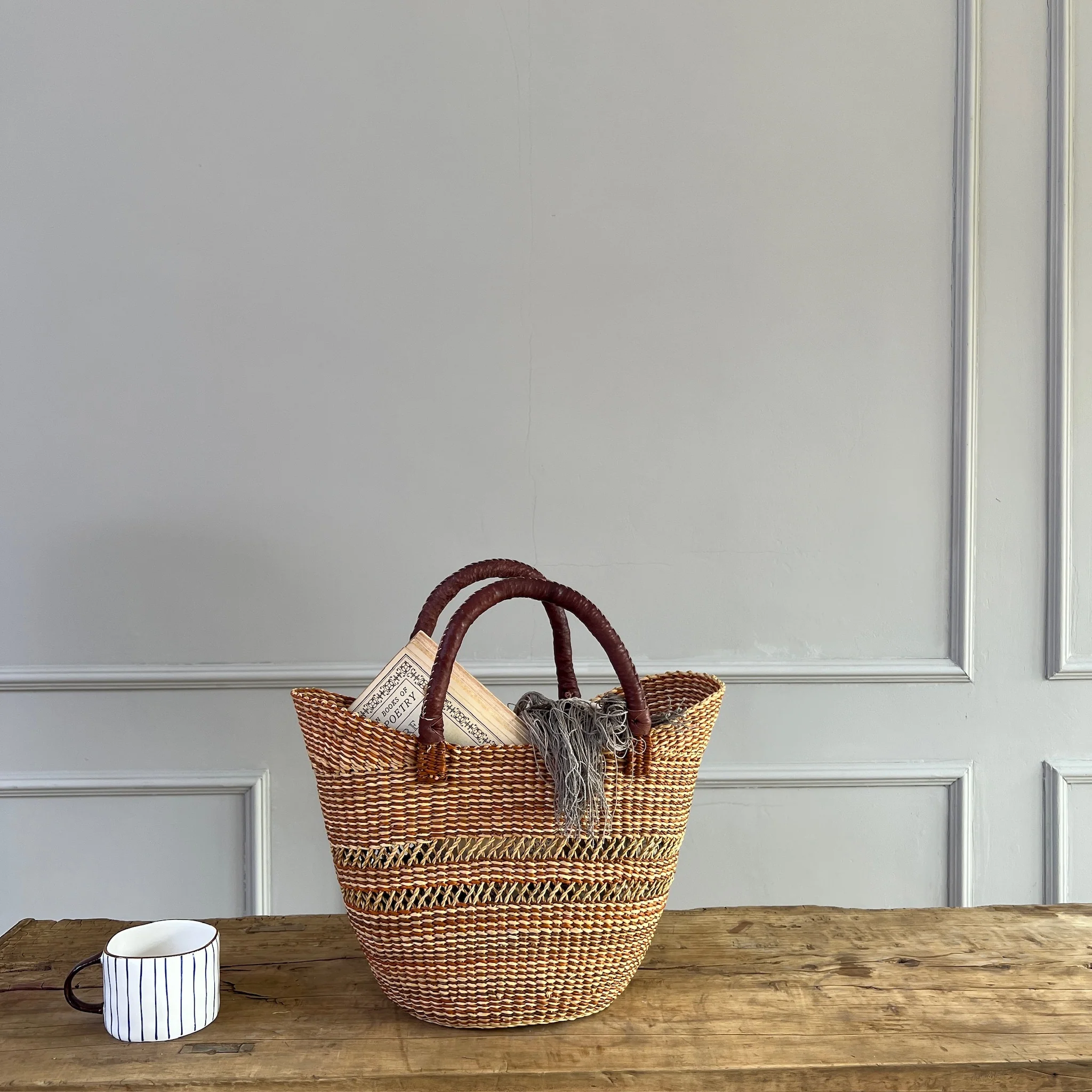 Small woven shopping basket Valentine - Image 6