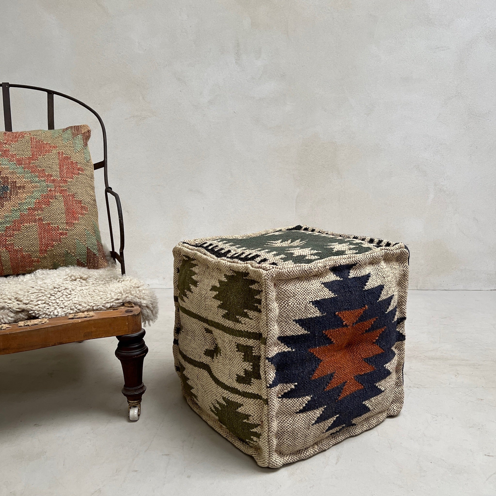 Square Jute Kilim Pouf - Image 7