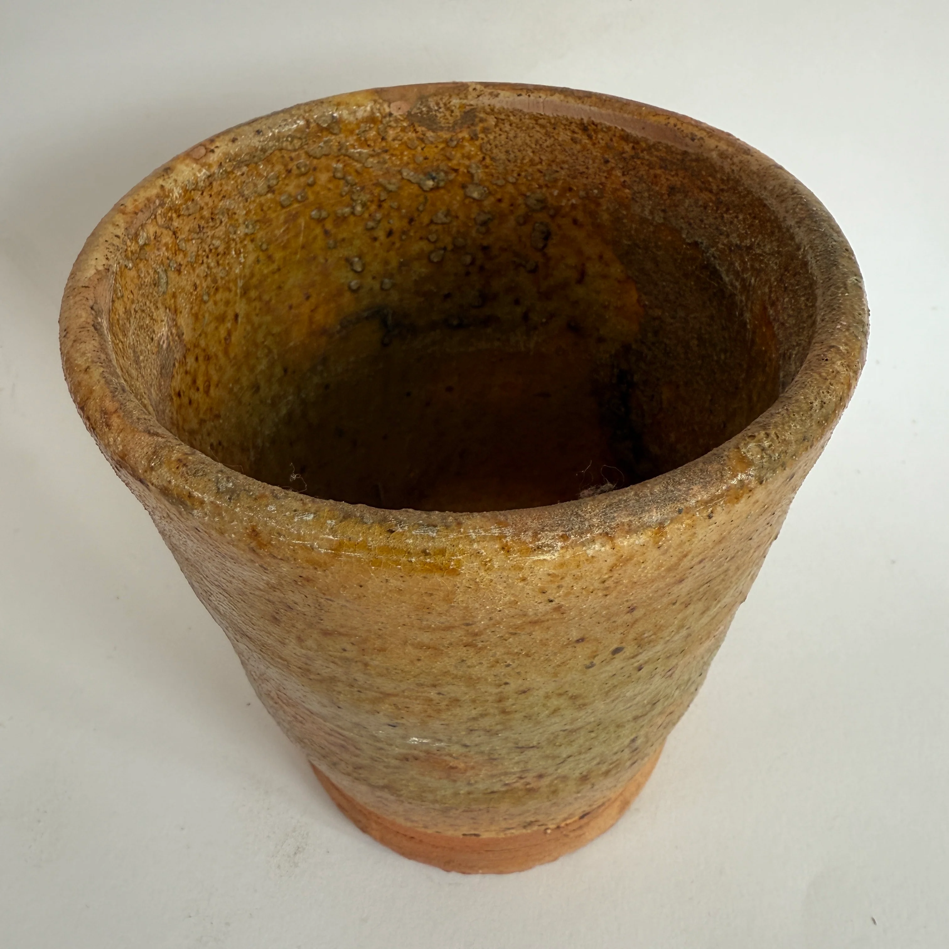 Stoneware ochre hand made plant pot tall - Image 3