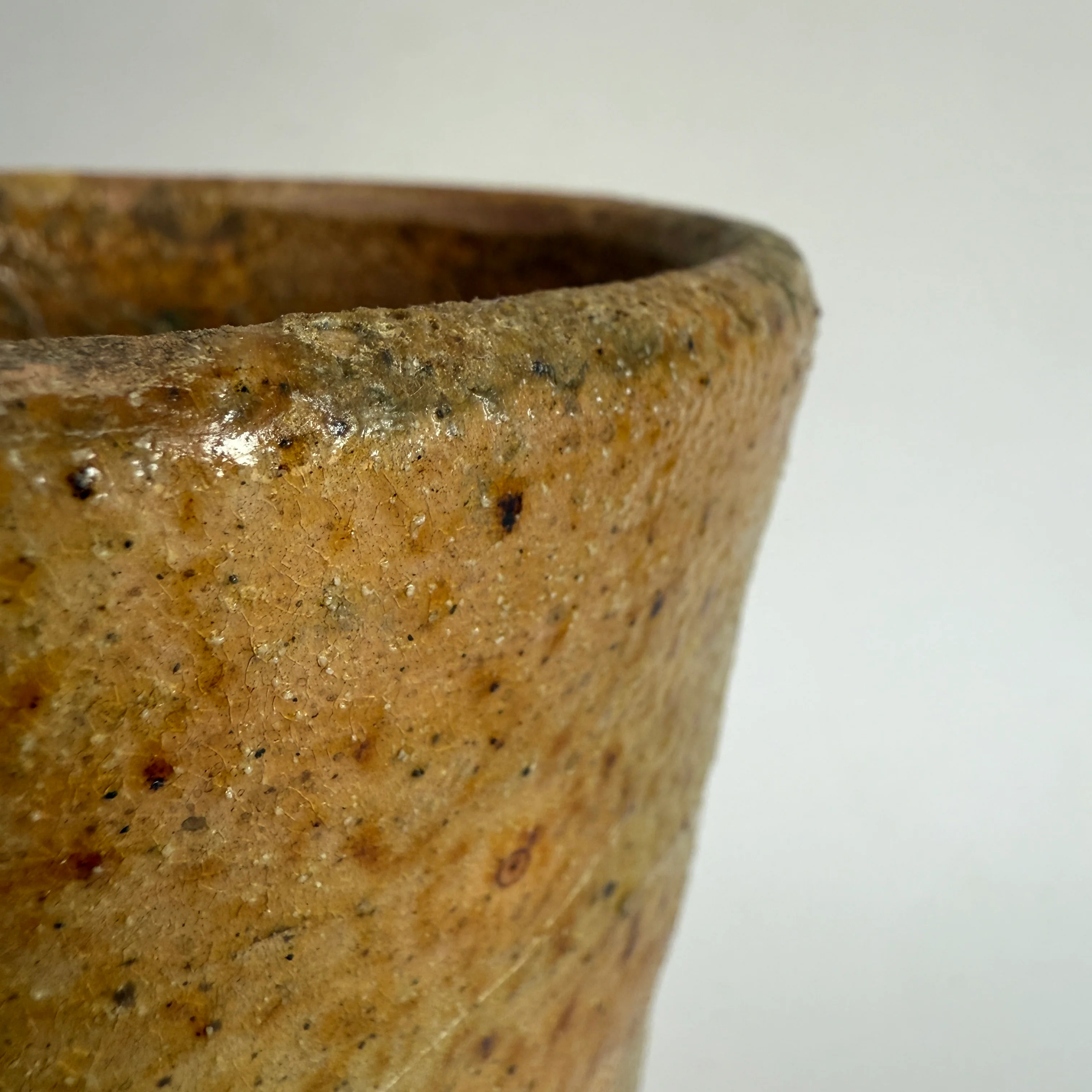 Stoneware ochre hand made plant pot tall - Image 4