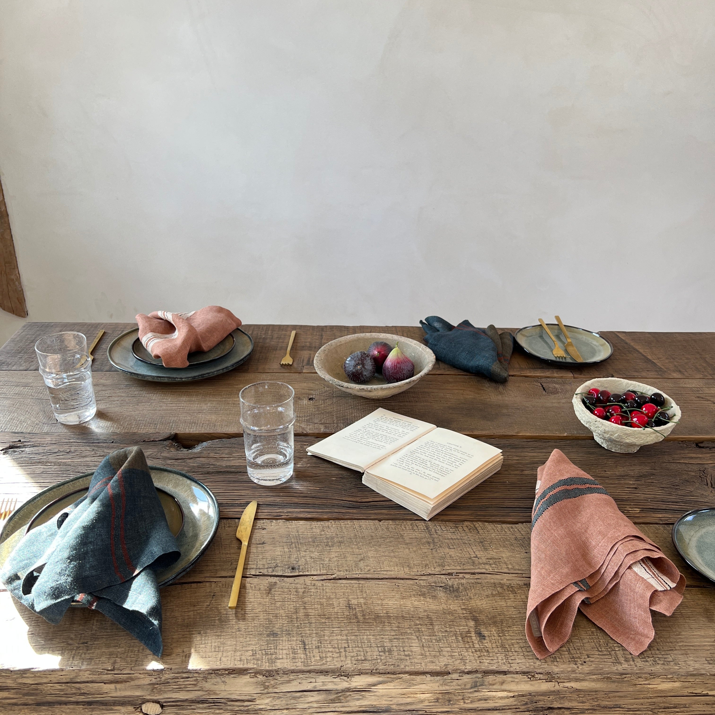 Striped linen napkin Blush & Indigo - Image 3