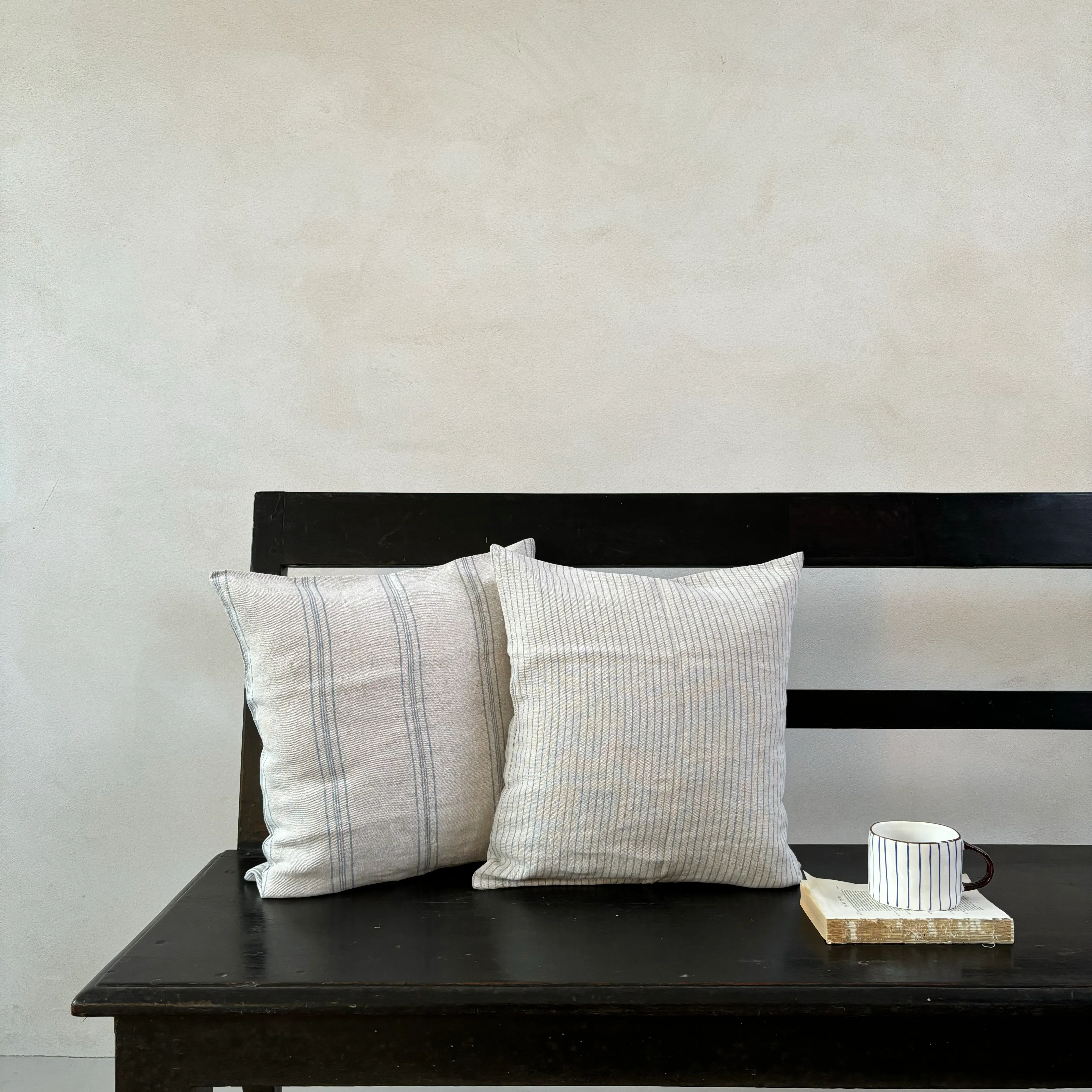 Striped Washed Linen Cushion - Image 4