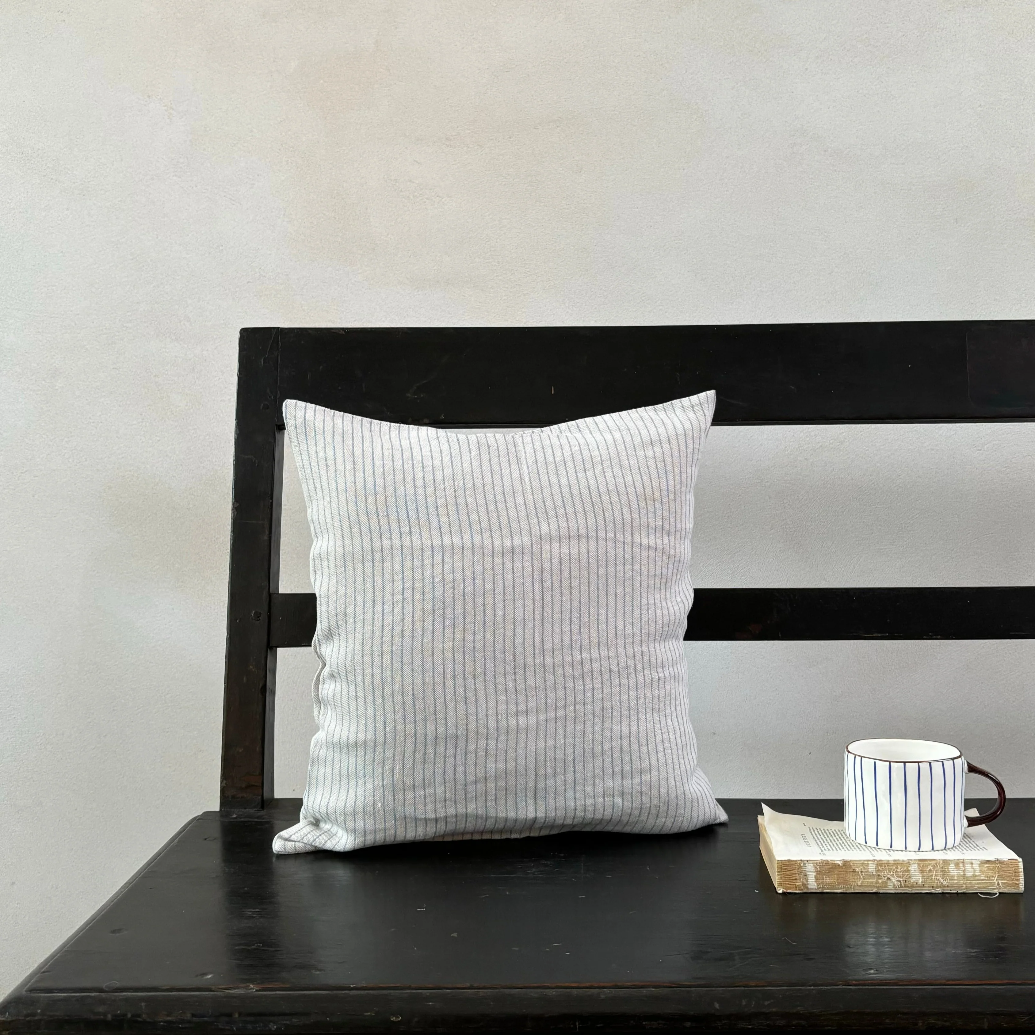 Striped Washed Linen Cushion - Image 5