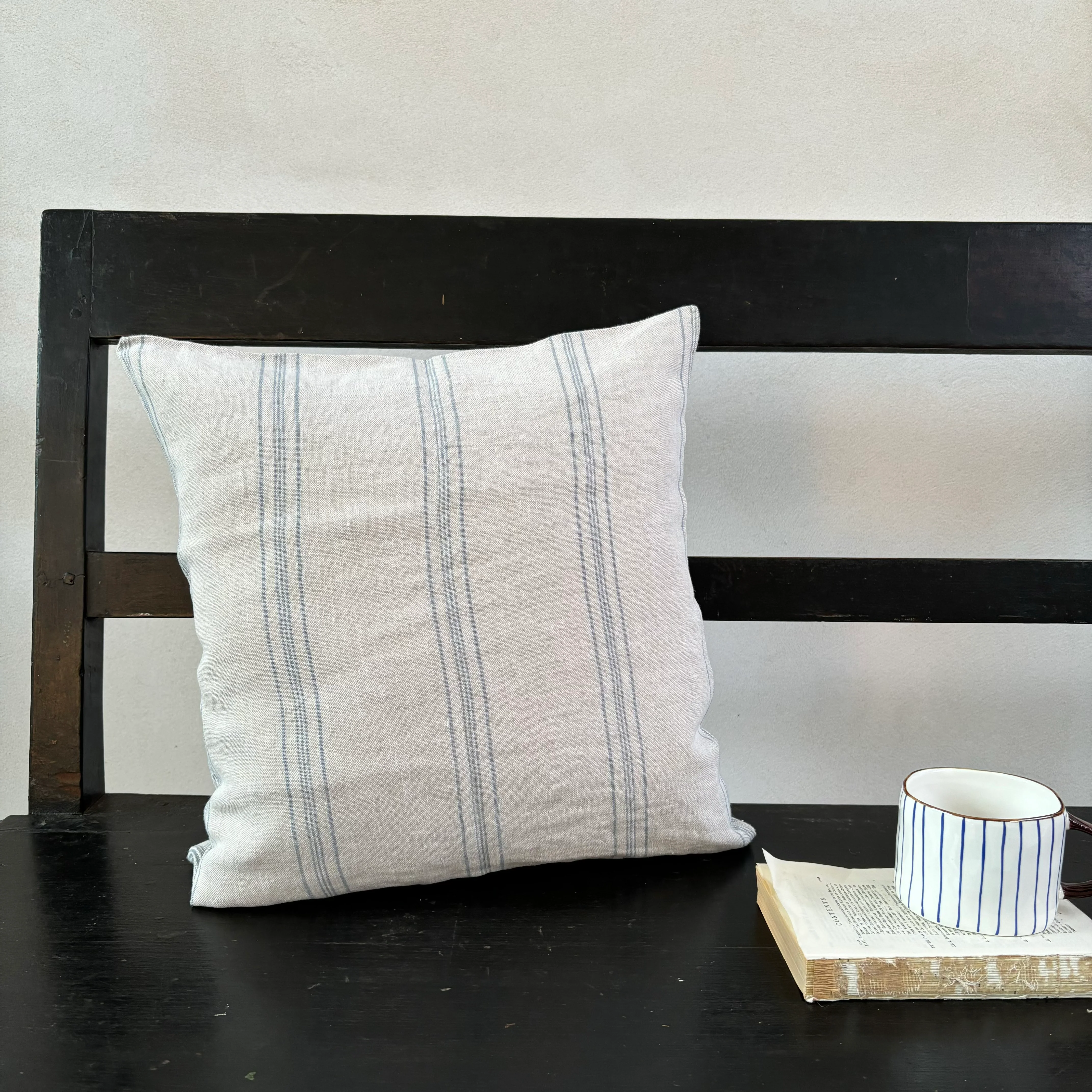 Striped Washed Linen Cushion - Image 6