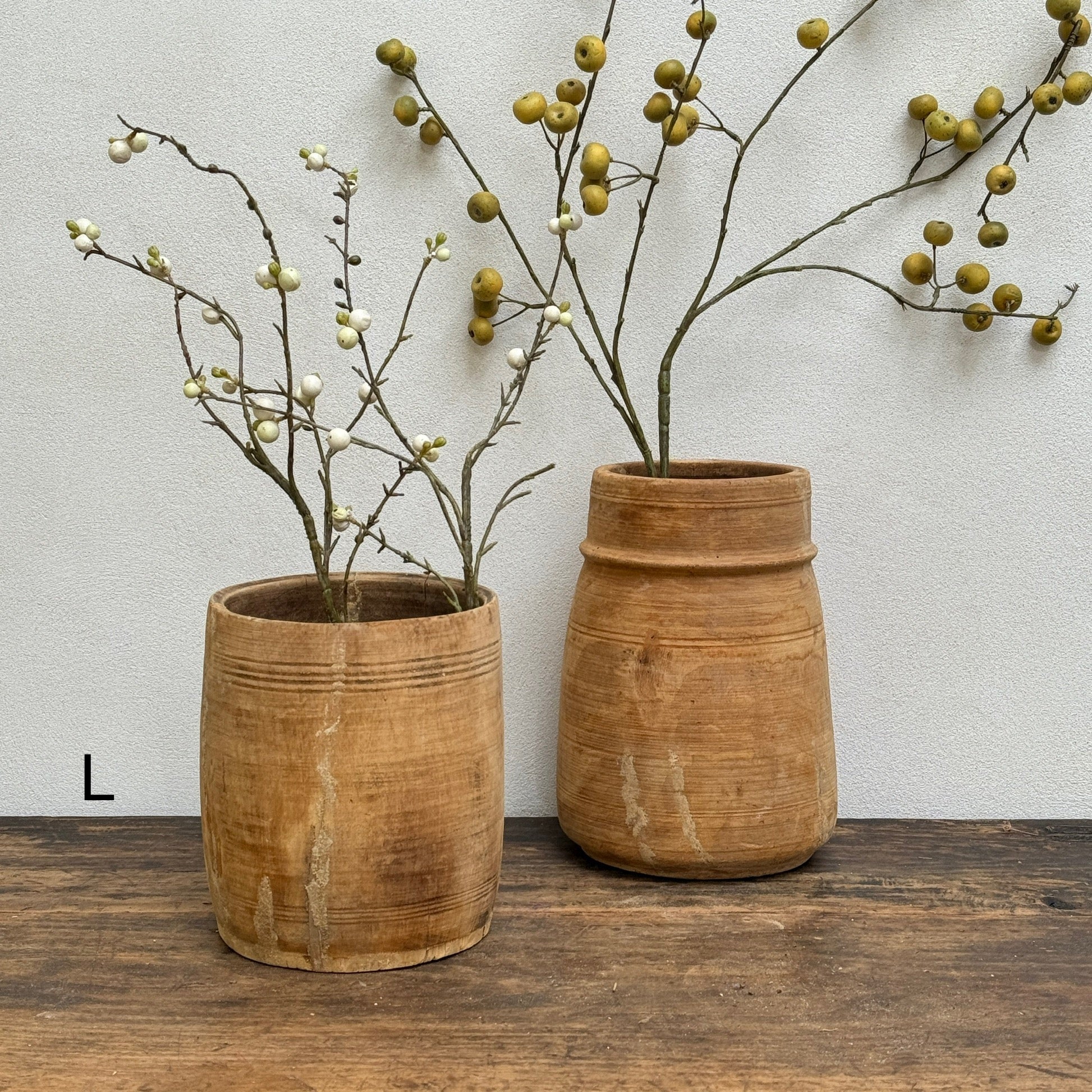 Sunbleached Wooden Nepali Pots - Image 2