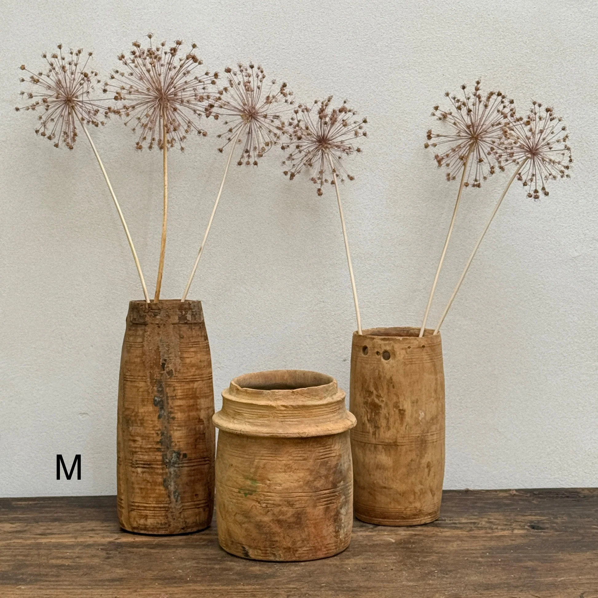 Sunbleached Wooden Nepali Pots - Image 3