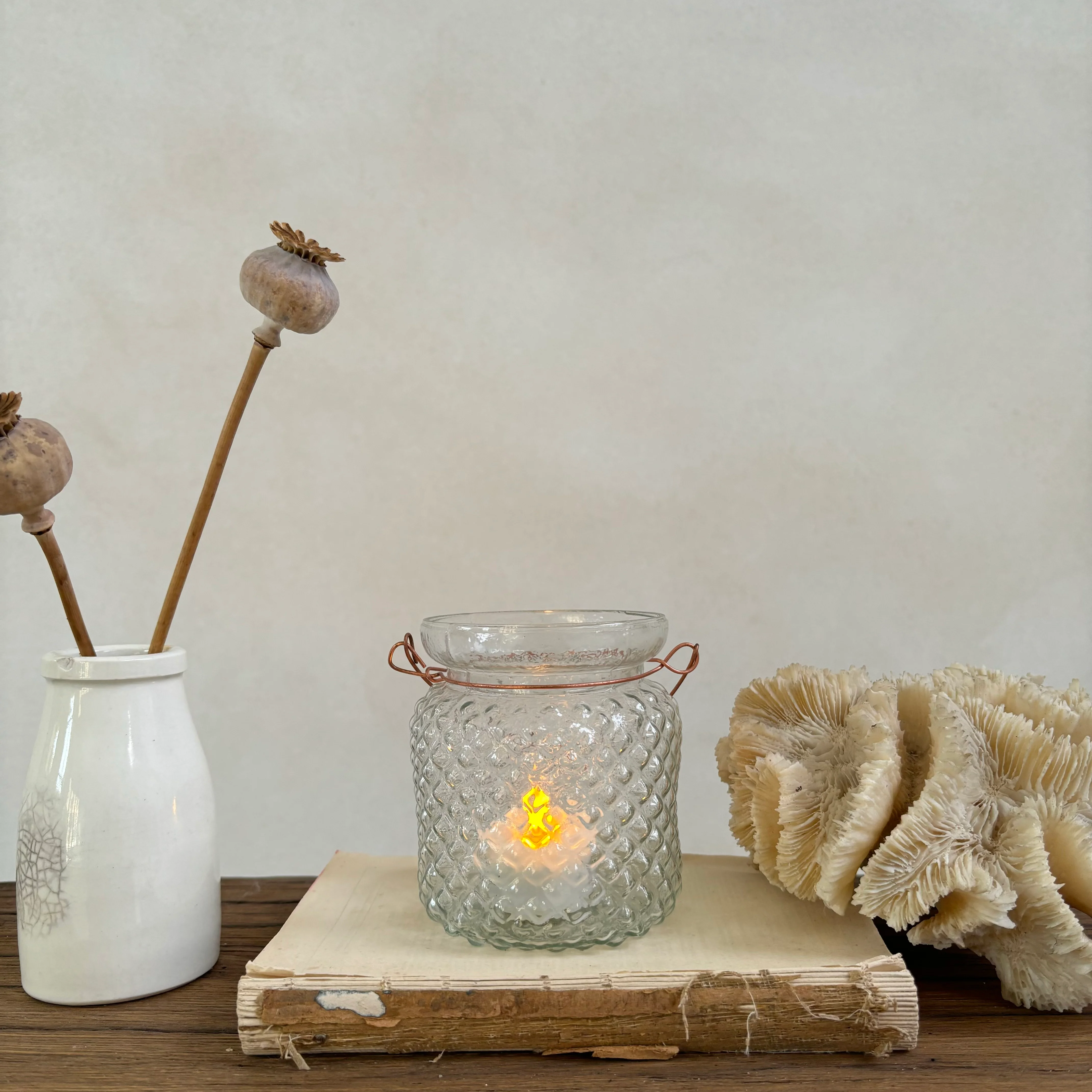 Textured Glass Tea Light Holder - Image 4