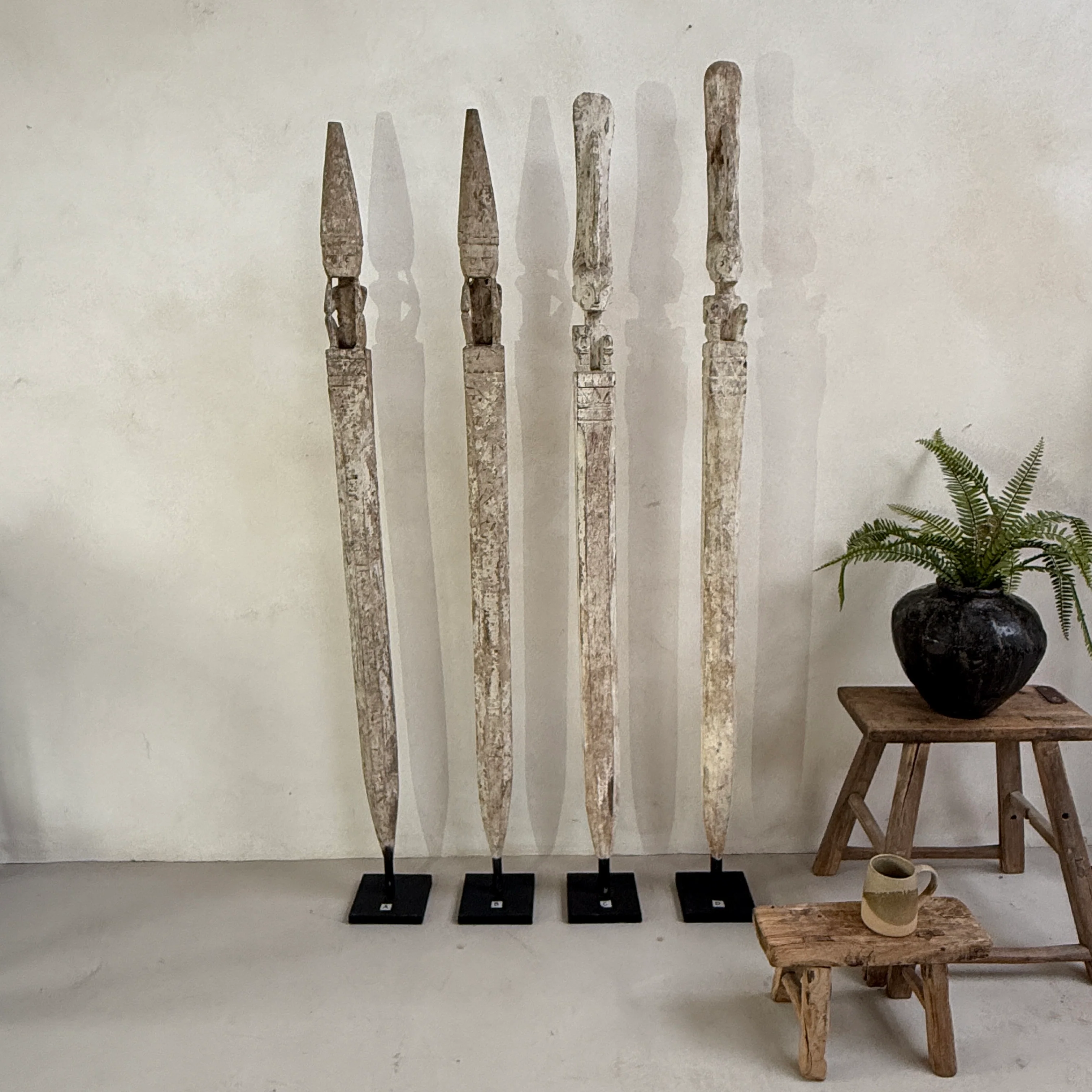 Antique Tribal totem pole - white - Image 5