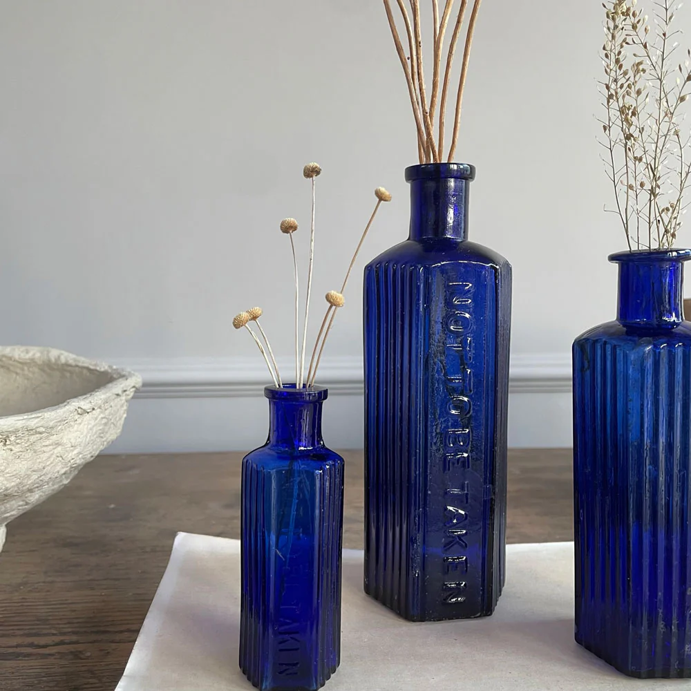 Victorian Blue Bottle Hexagonal Small - Image 3